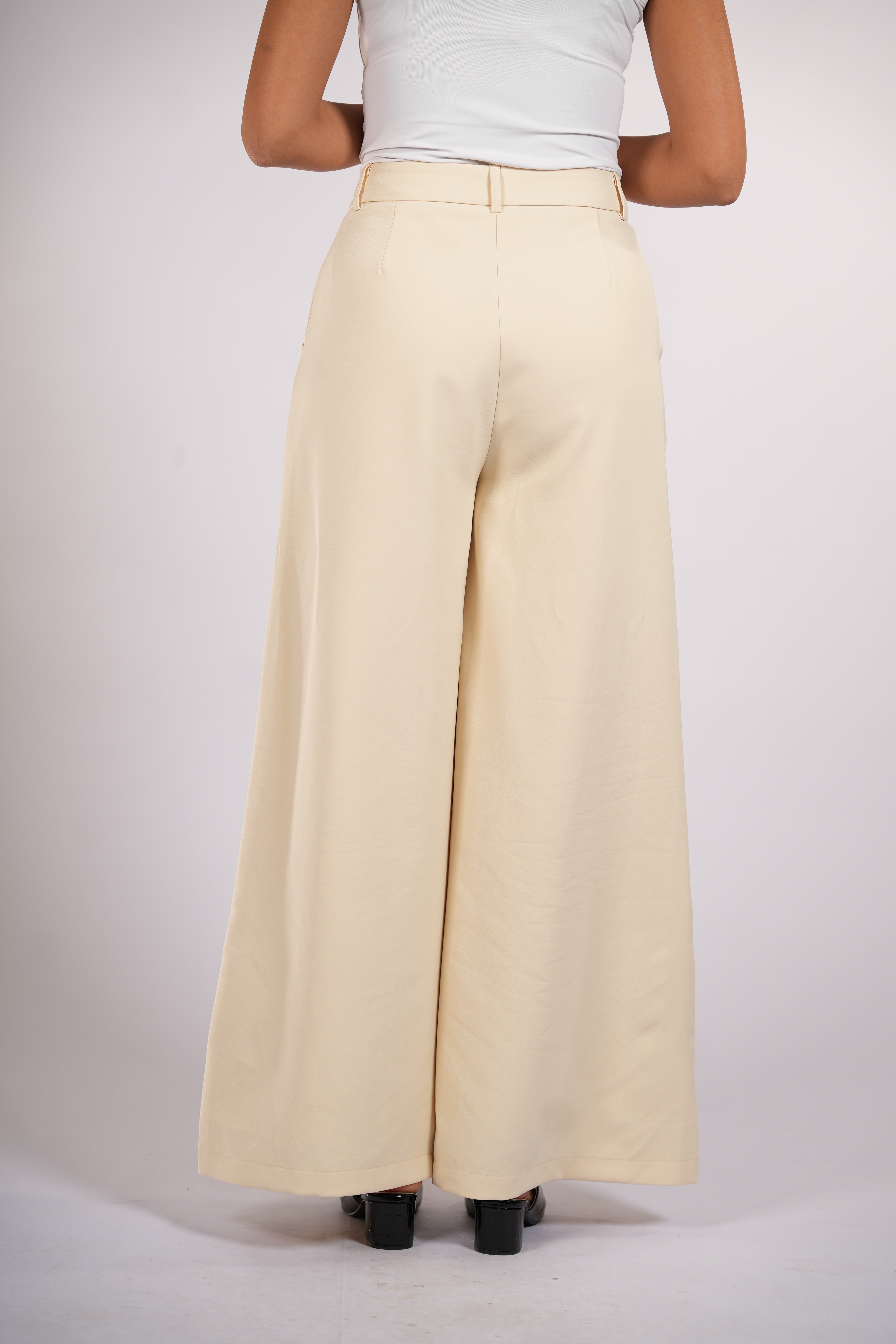 wide leg pants - butter yellow