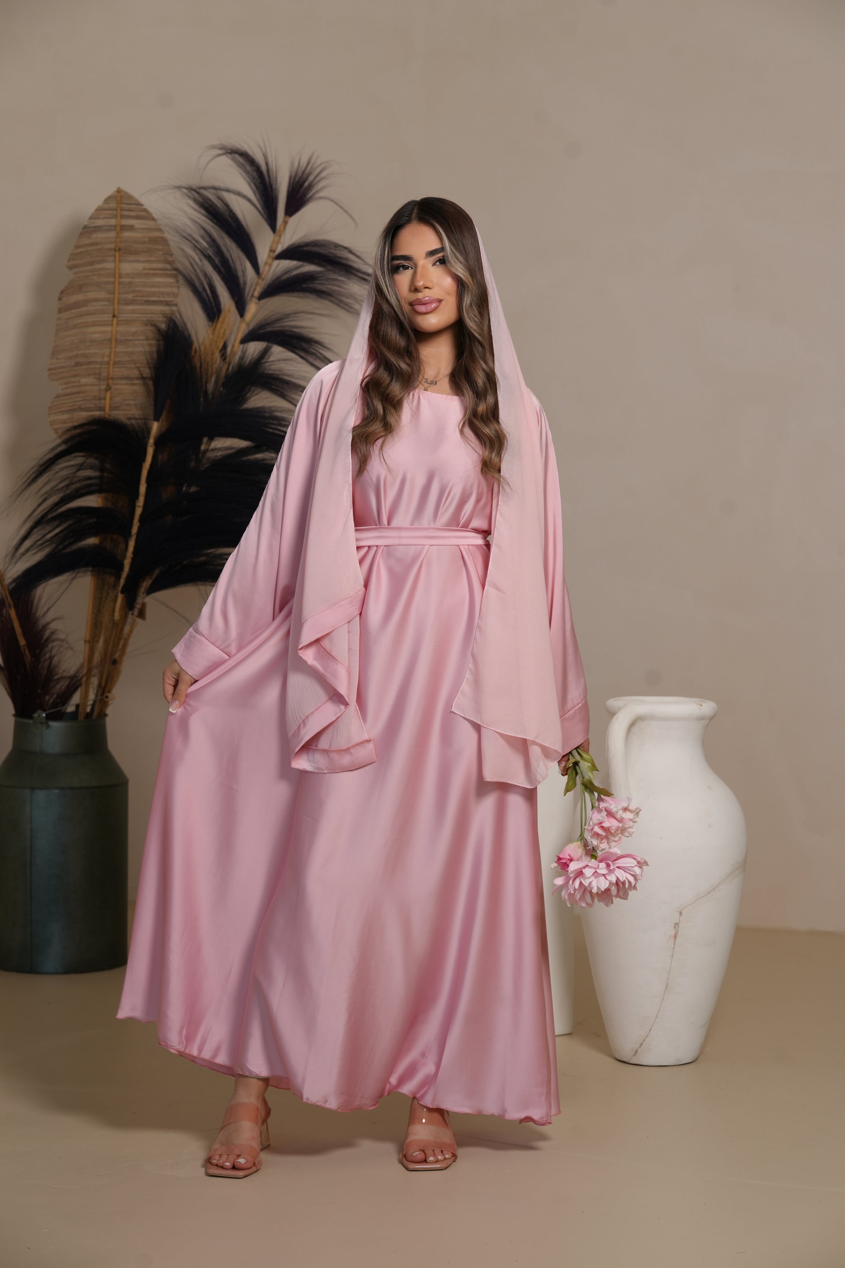DXB Satin Abaya - Barbie