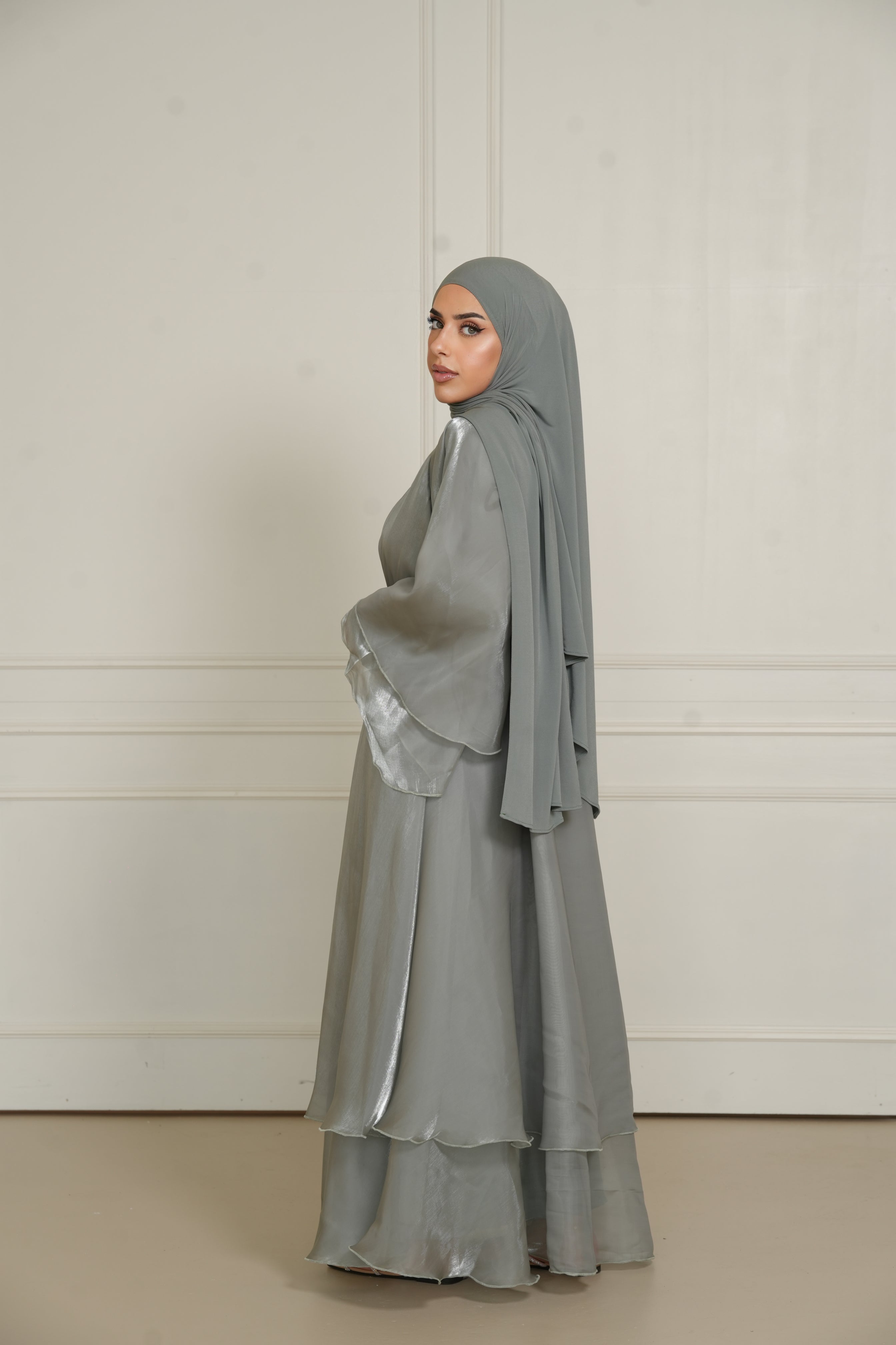 DXB Flower Abaya - olive