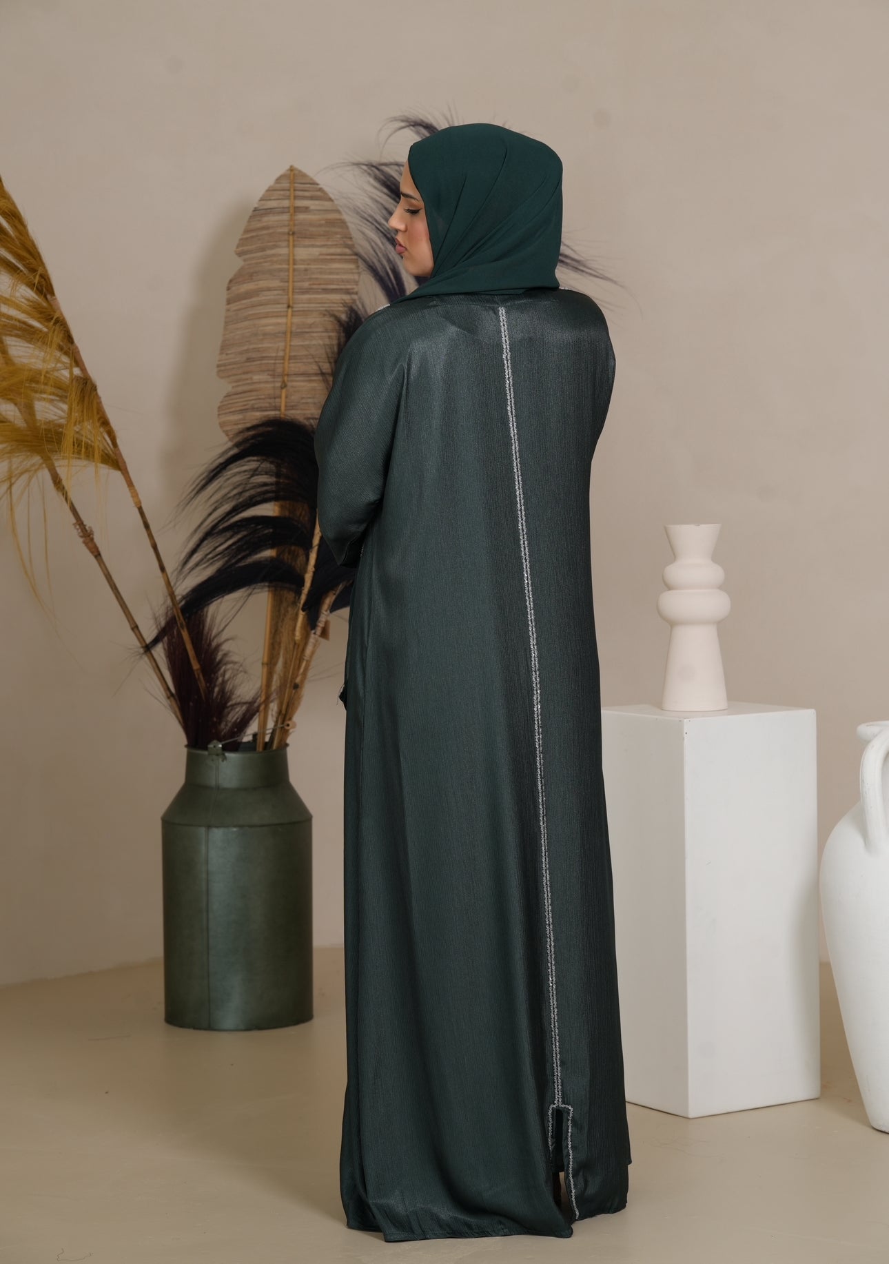 Brightstone shine Abaya -  Royal Green