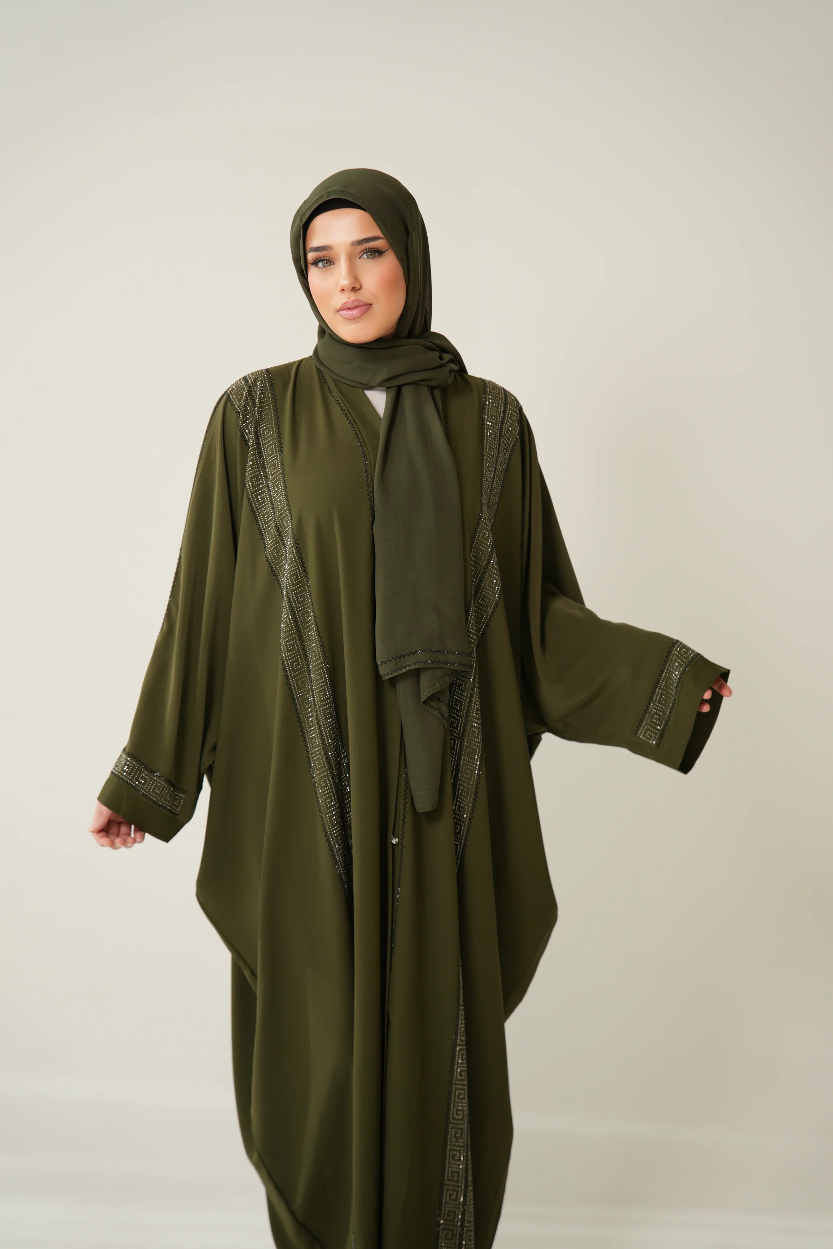 Emirate abaya - Khaki Green