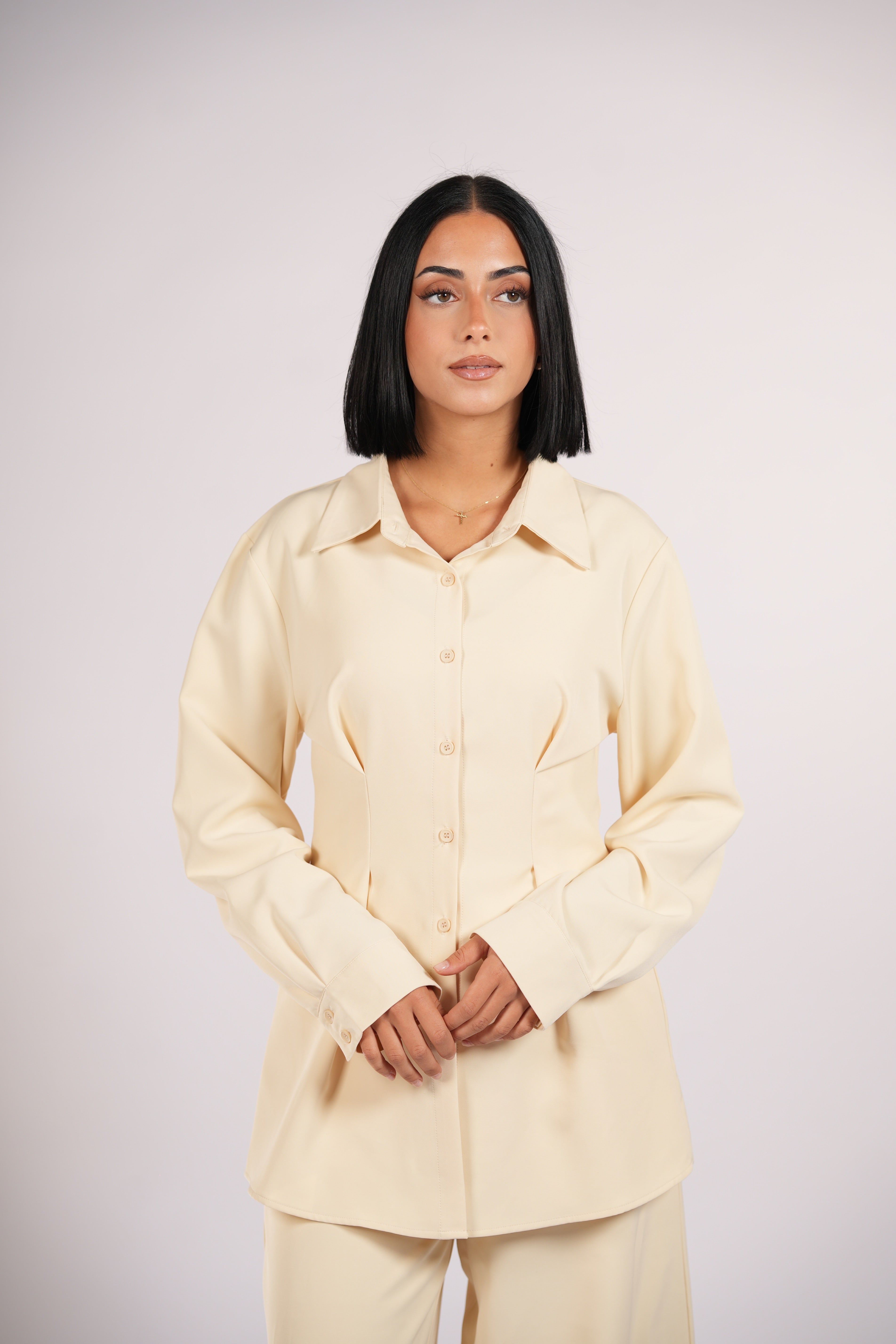 corset blouse - butter yellow
