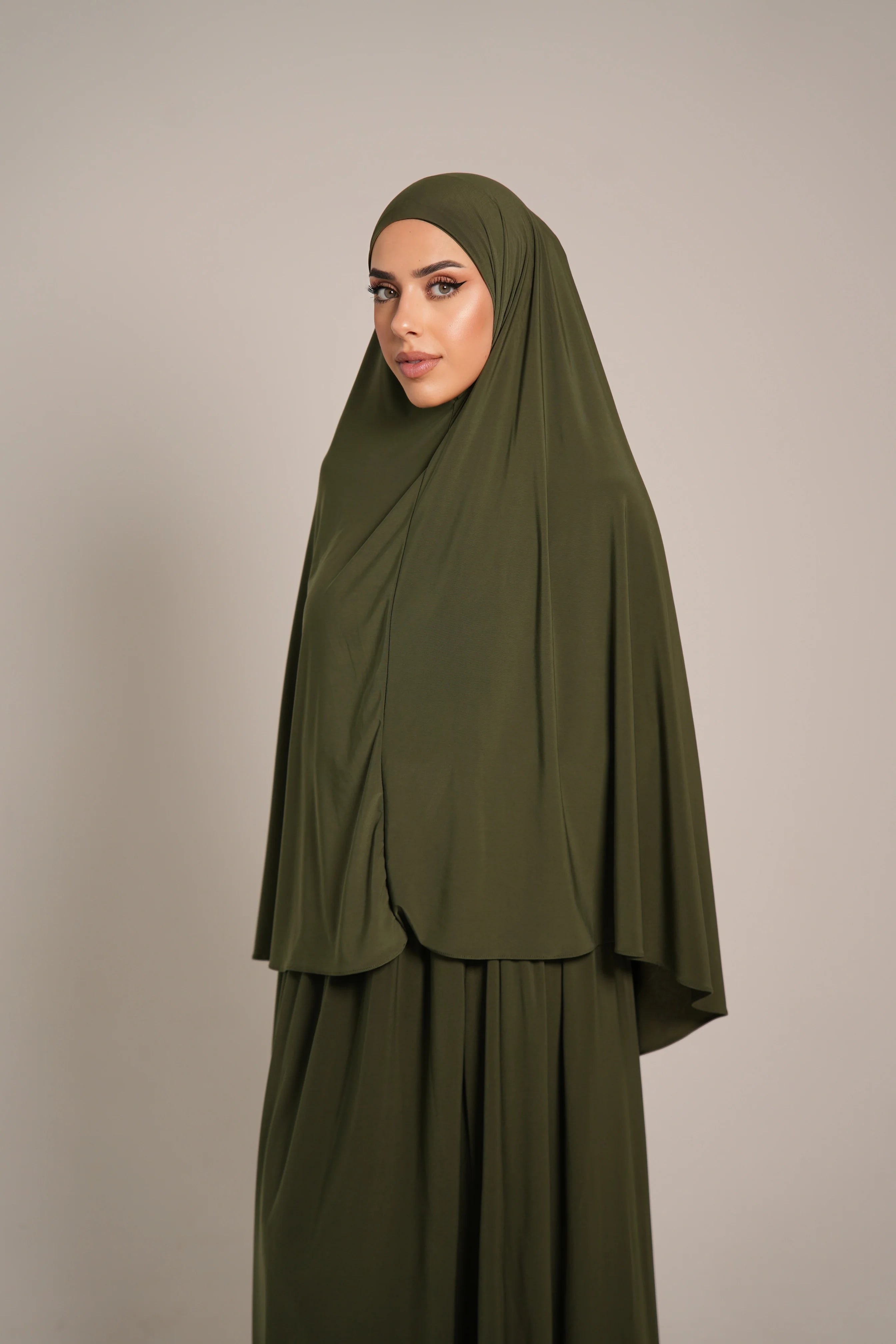 Premium Khimar Set - khaki green
