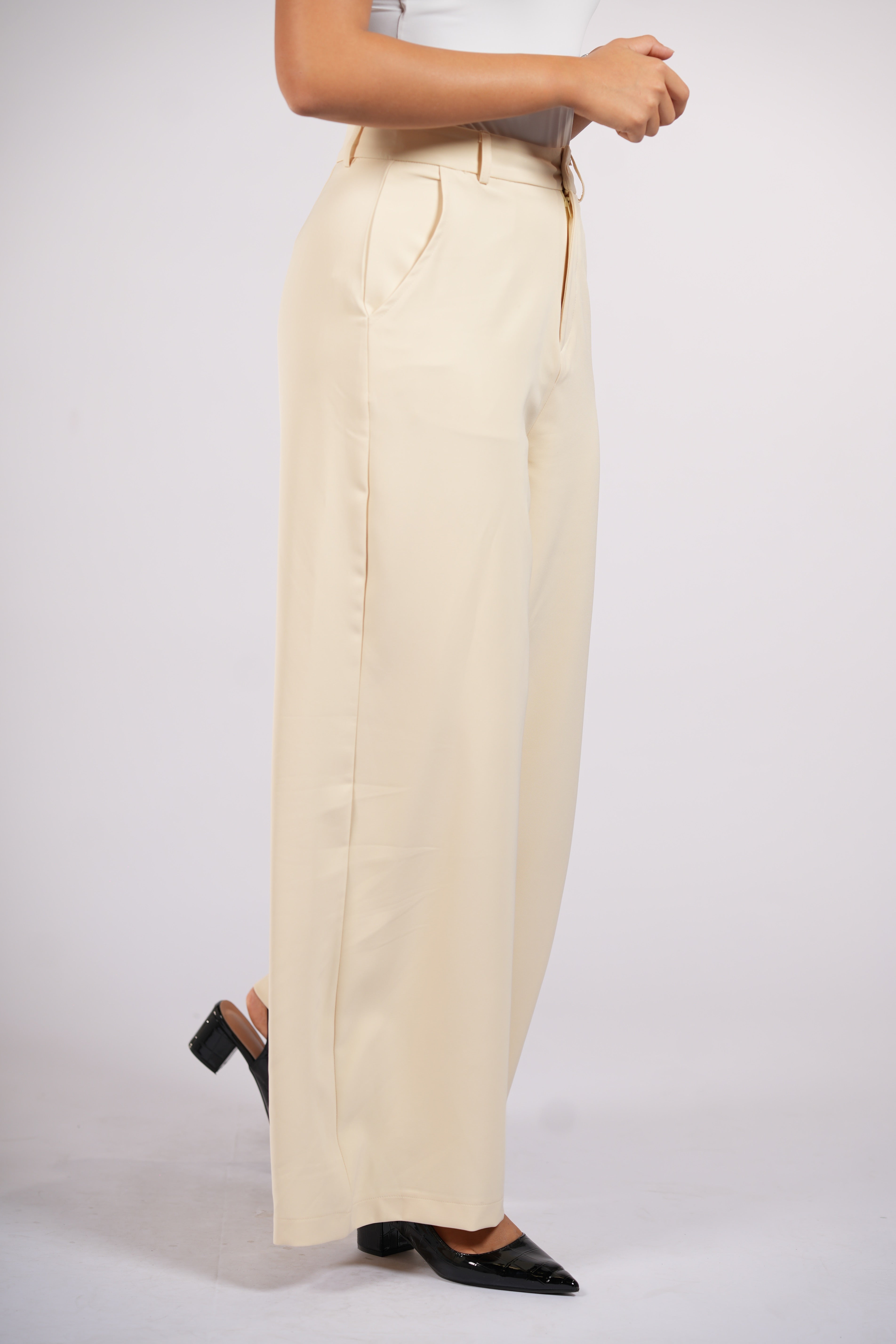 wide leg pants - butter yellow