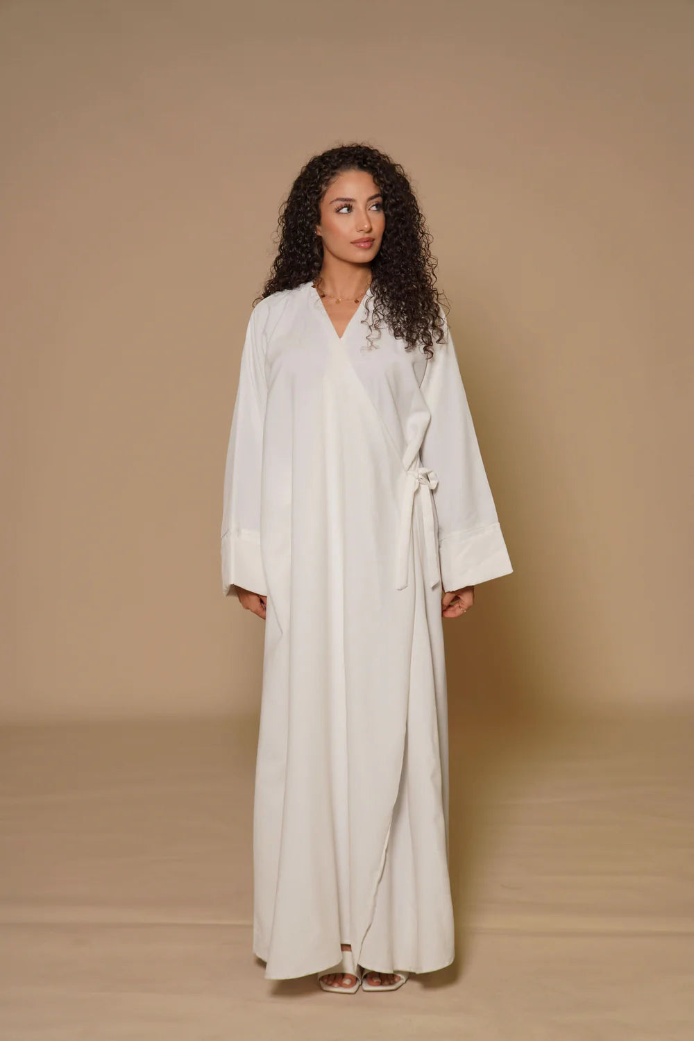 DXB Linen Abaya Cord - White