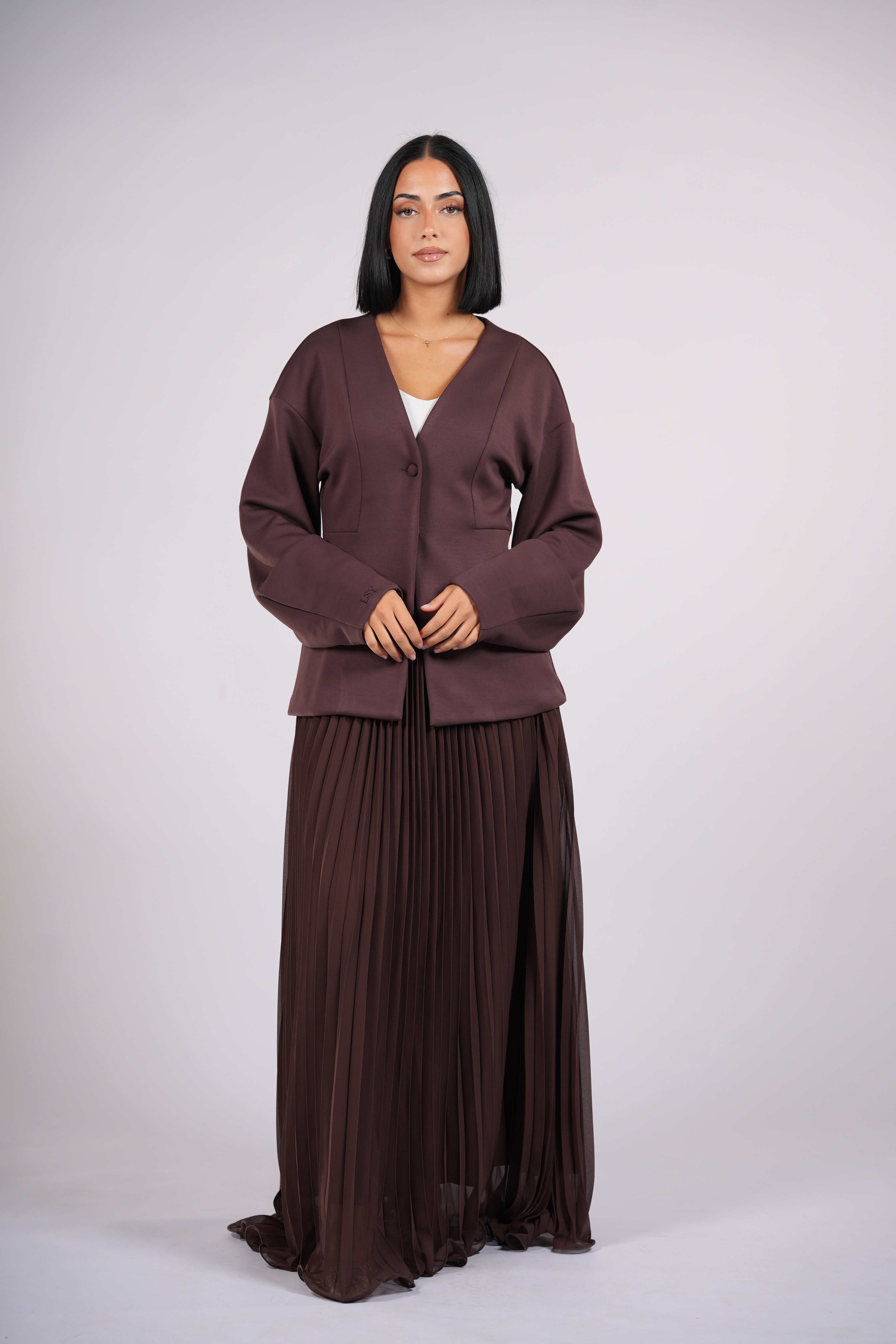 plisse skirt - dark brown