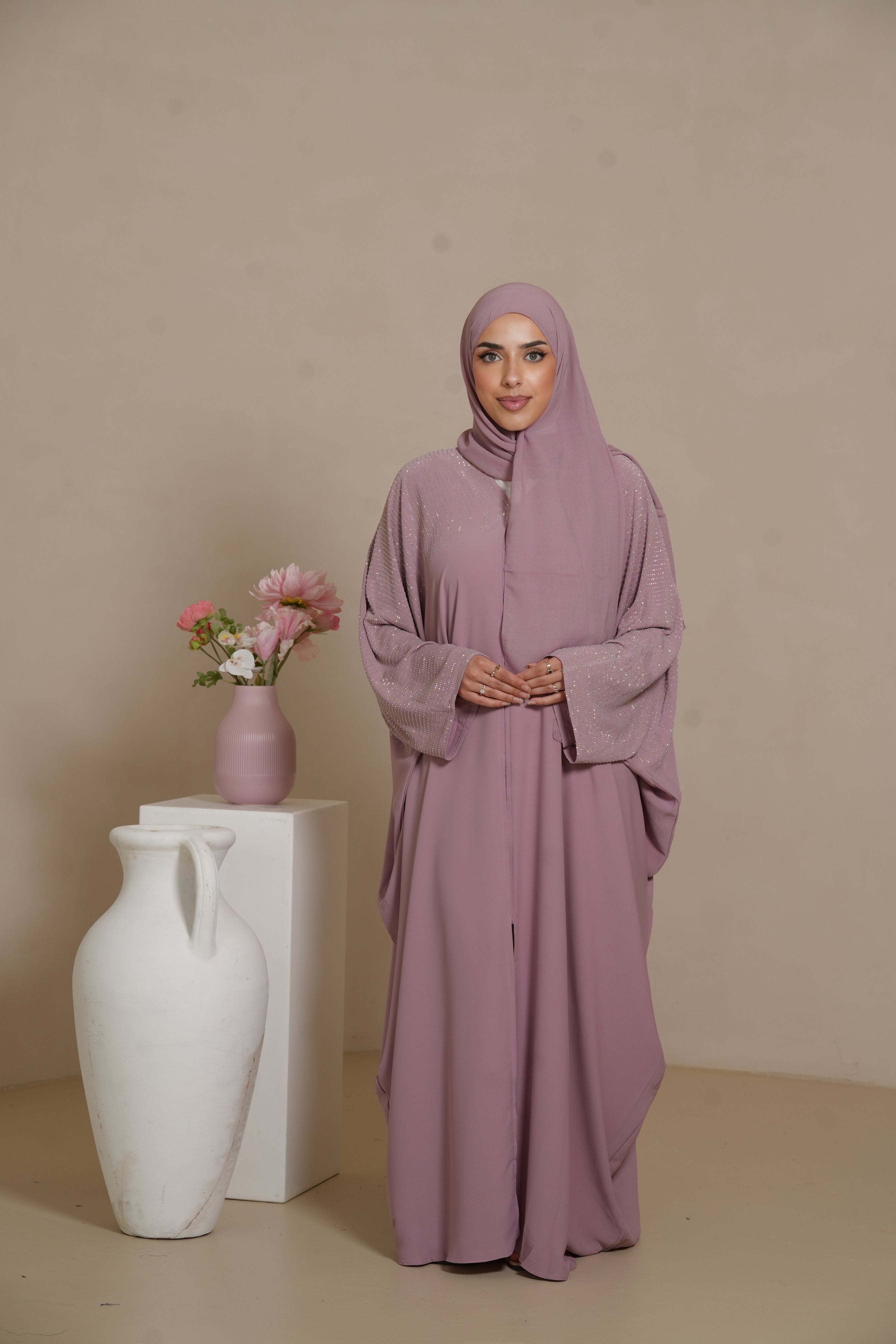 DXB Glitter Abaya - Rose