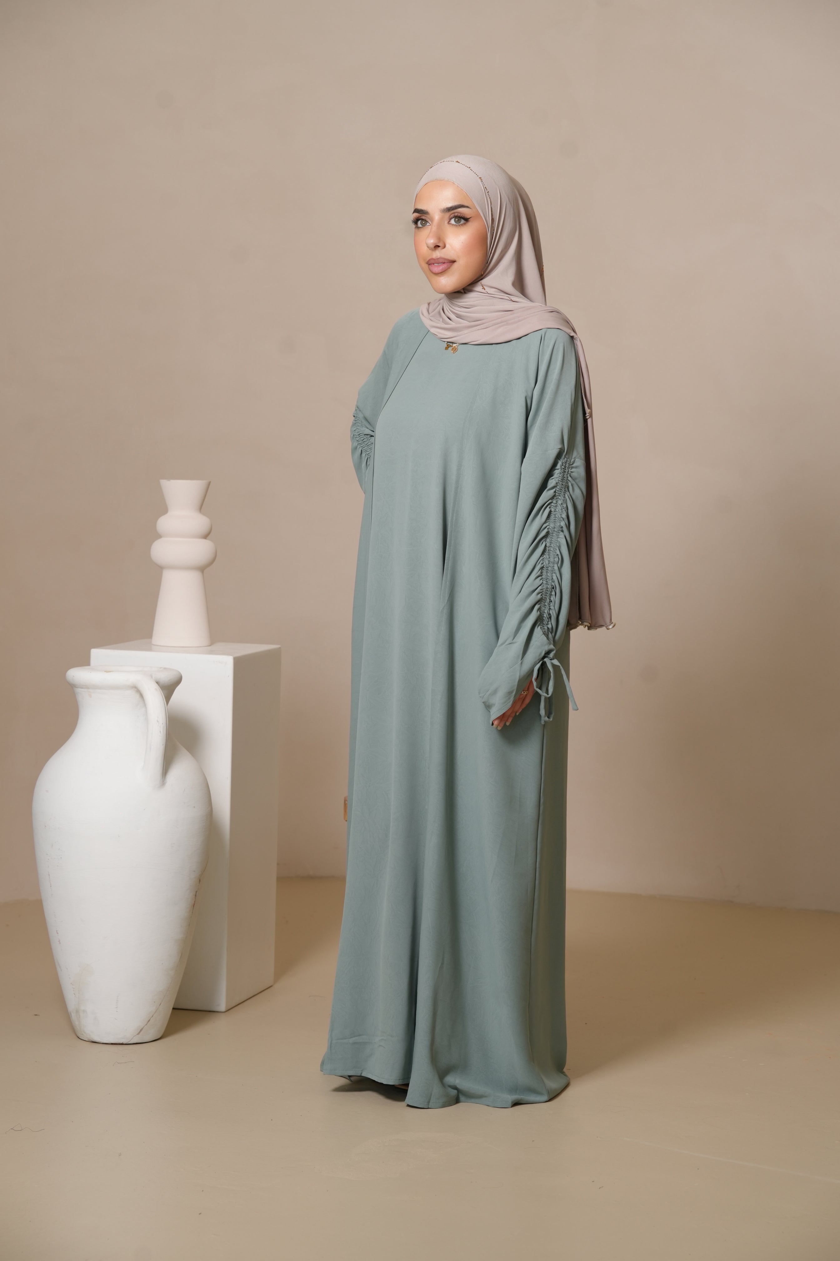 Cord Arm Abaya - Mint