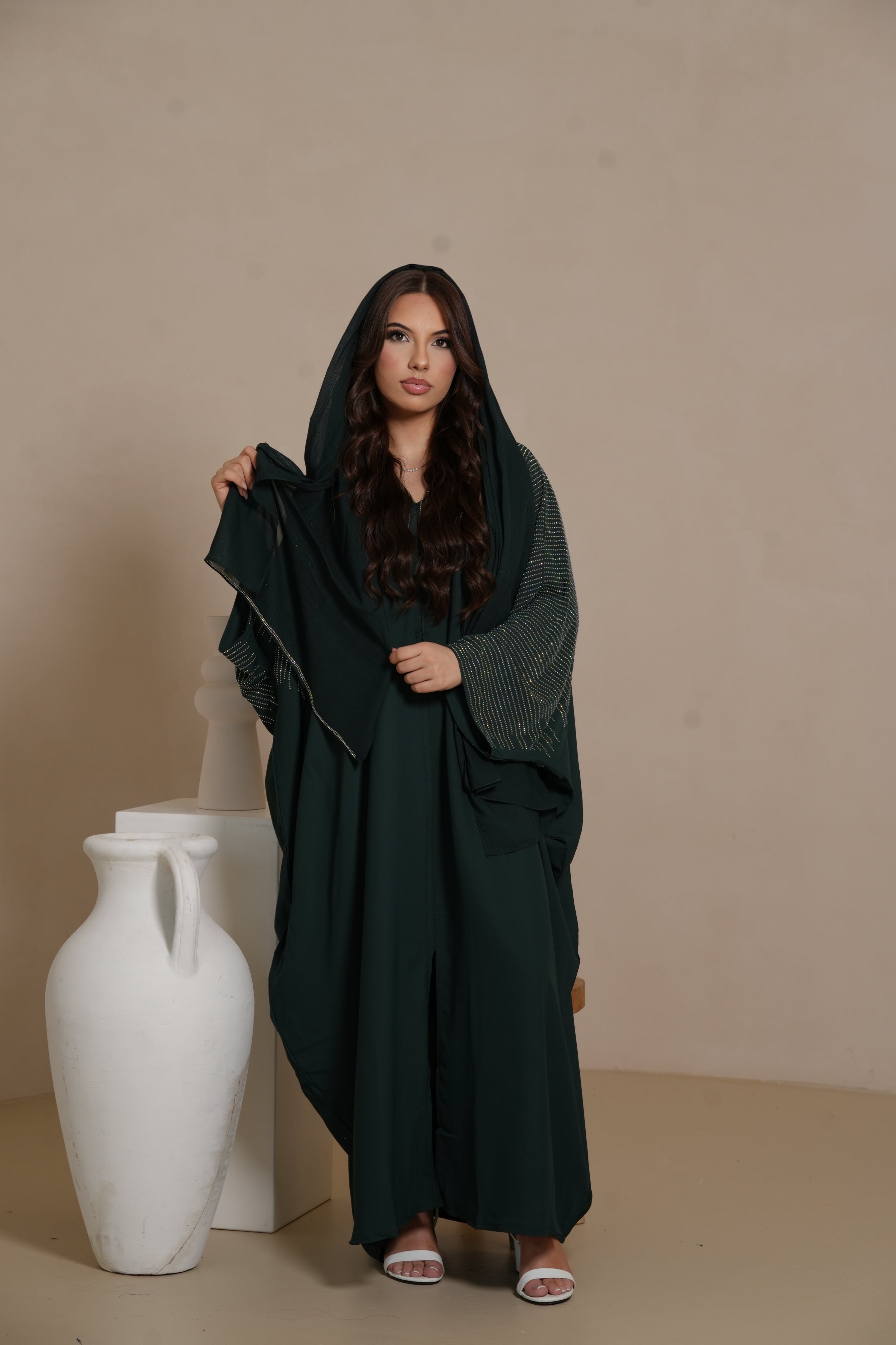 DXB Glitter Abaya - royal green