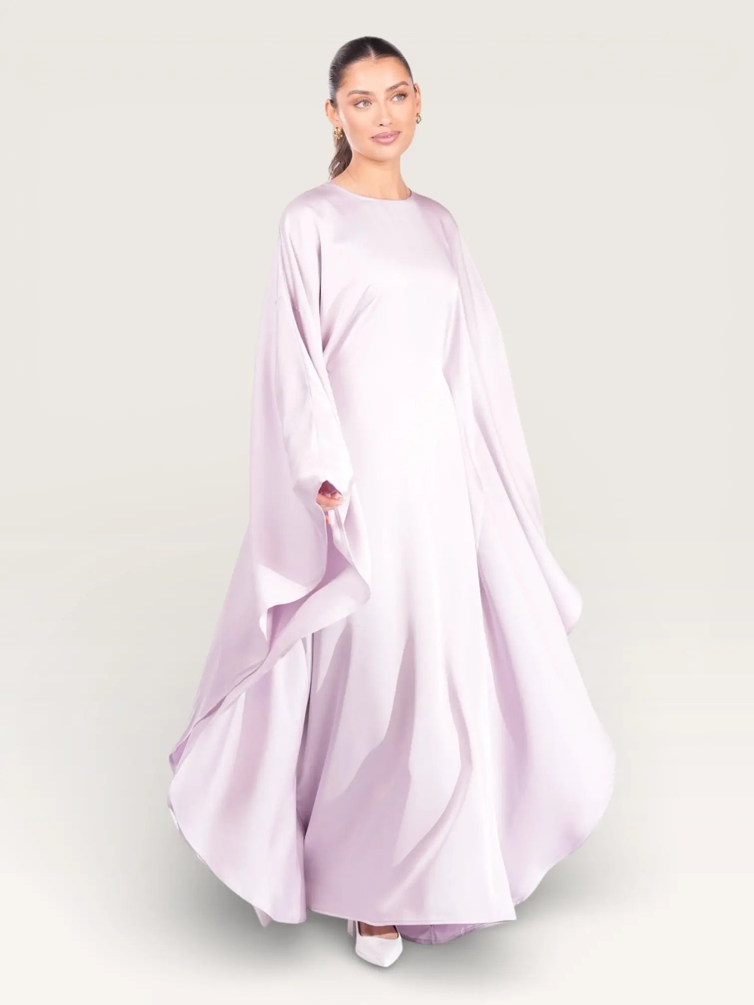 royal satin abaya - lavender