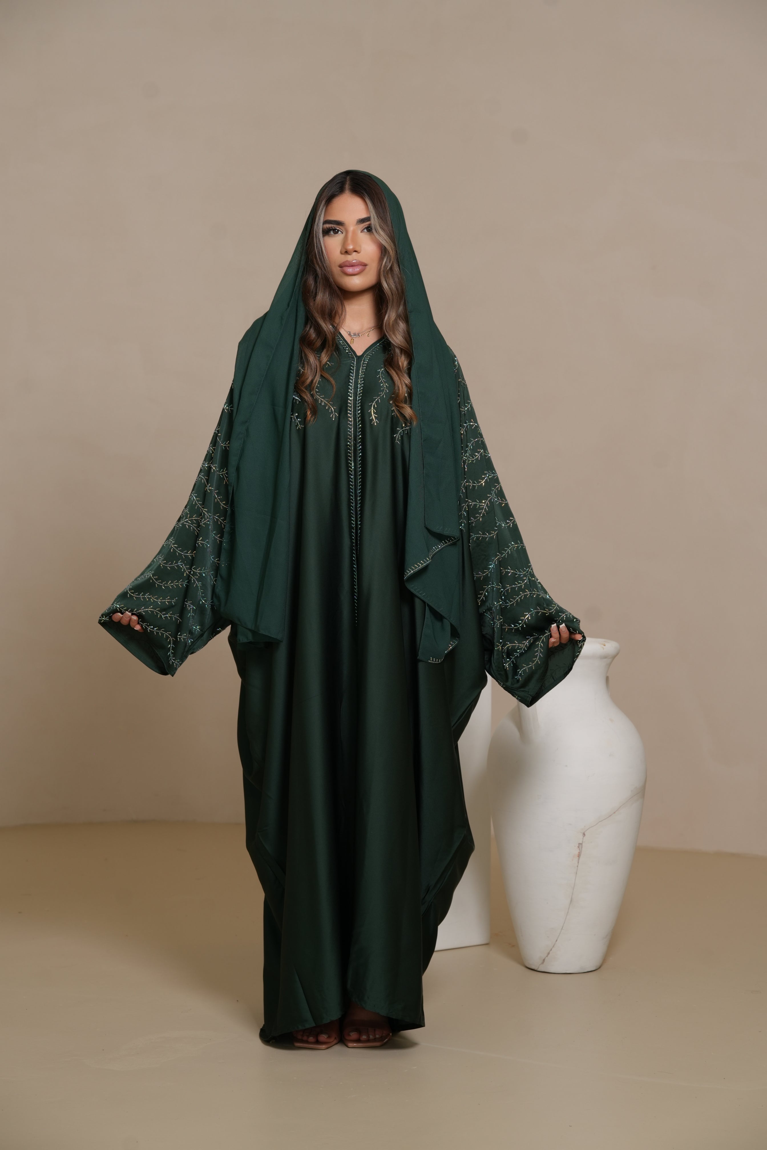 DXB Glitter Abaya - royal Green