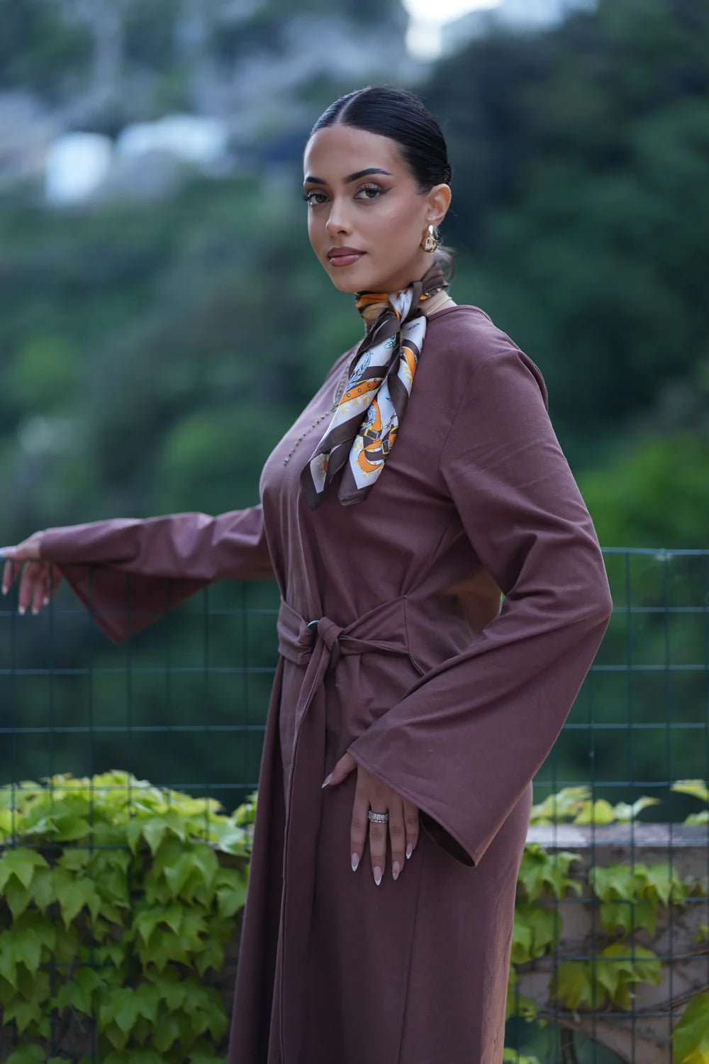 AMALFI LINEN DRESS - BROWN