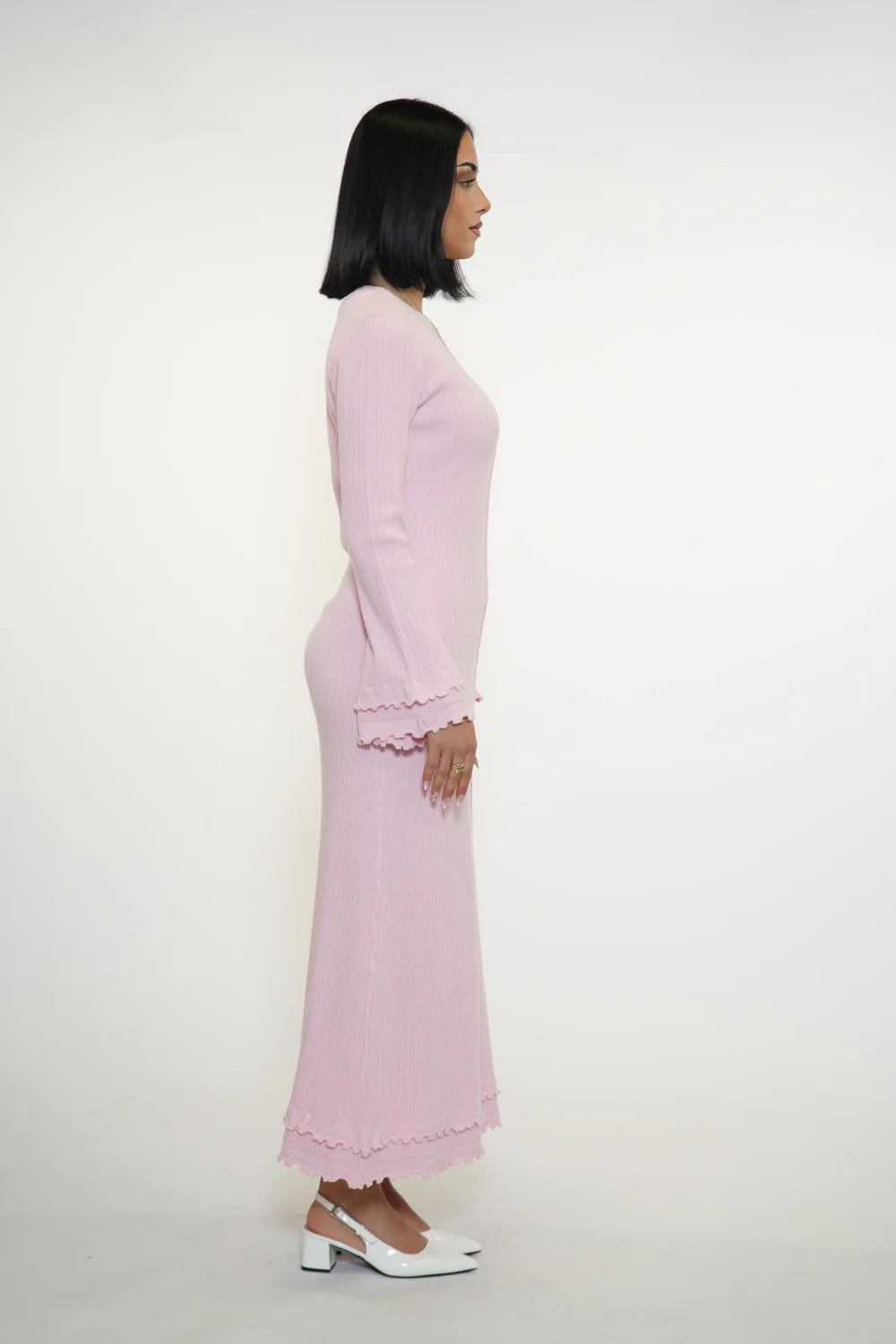RUFFLED MAXI DRESS - ROSE