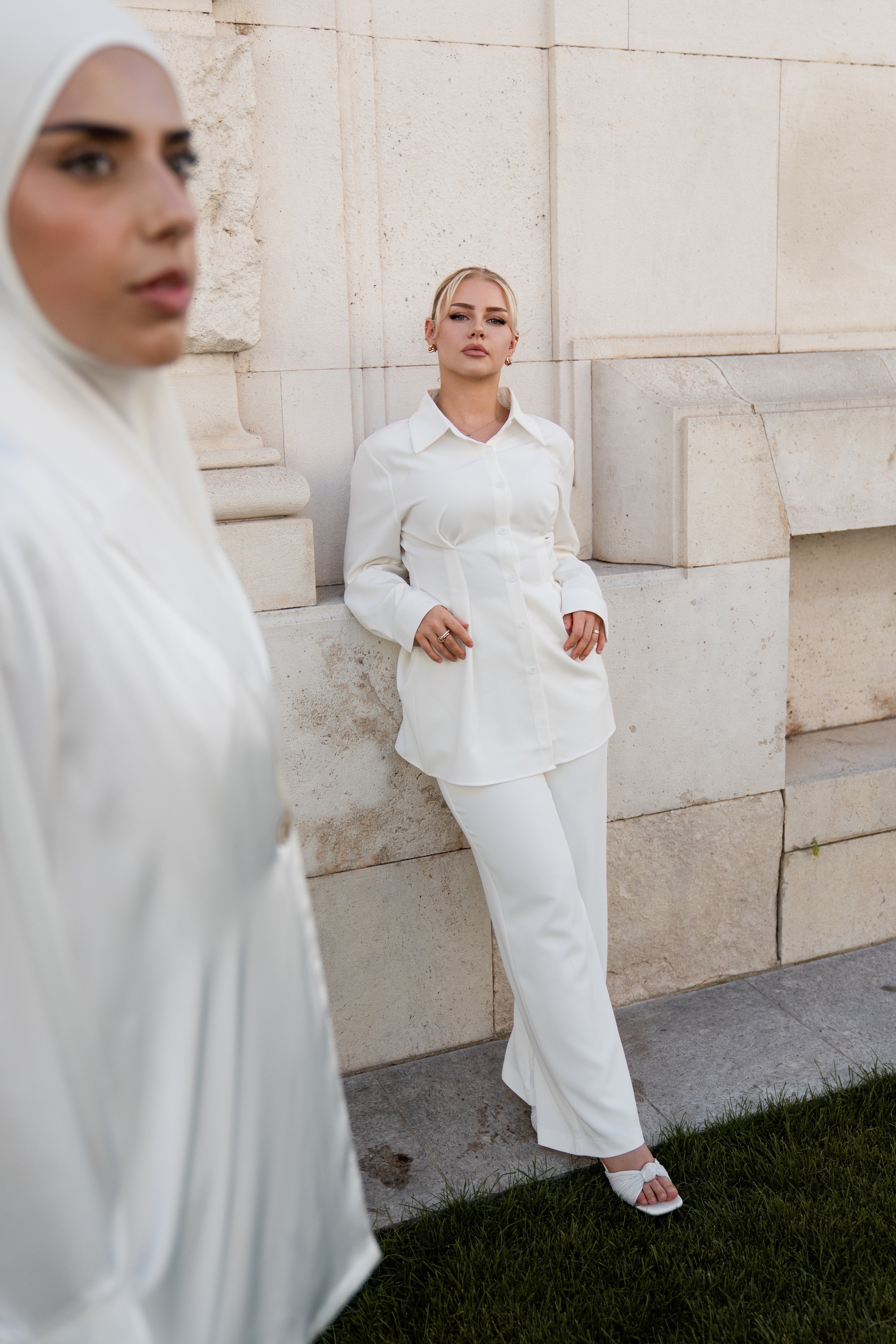 wide leg pants - white