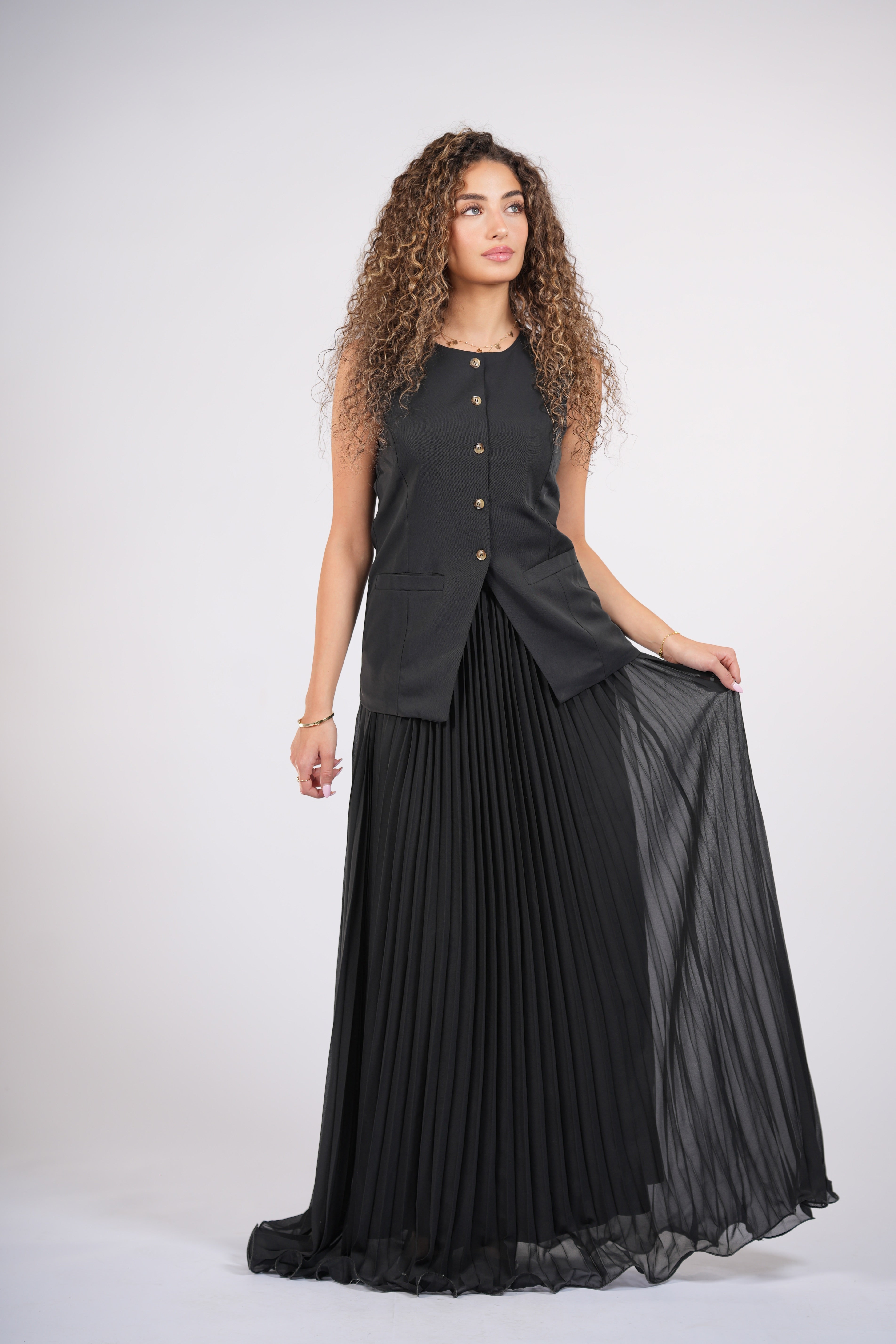 plisse skirt - black