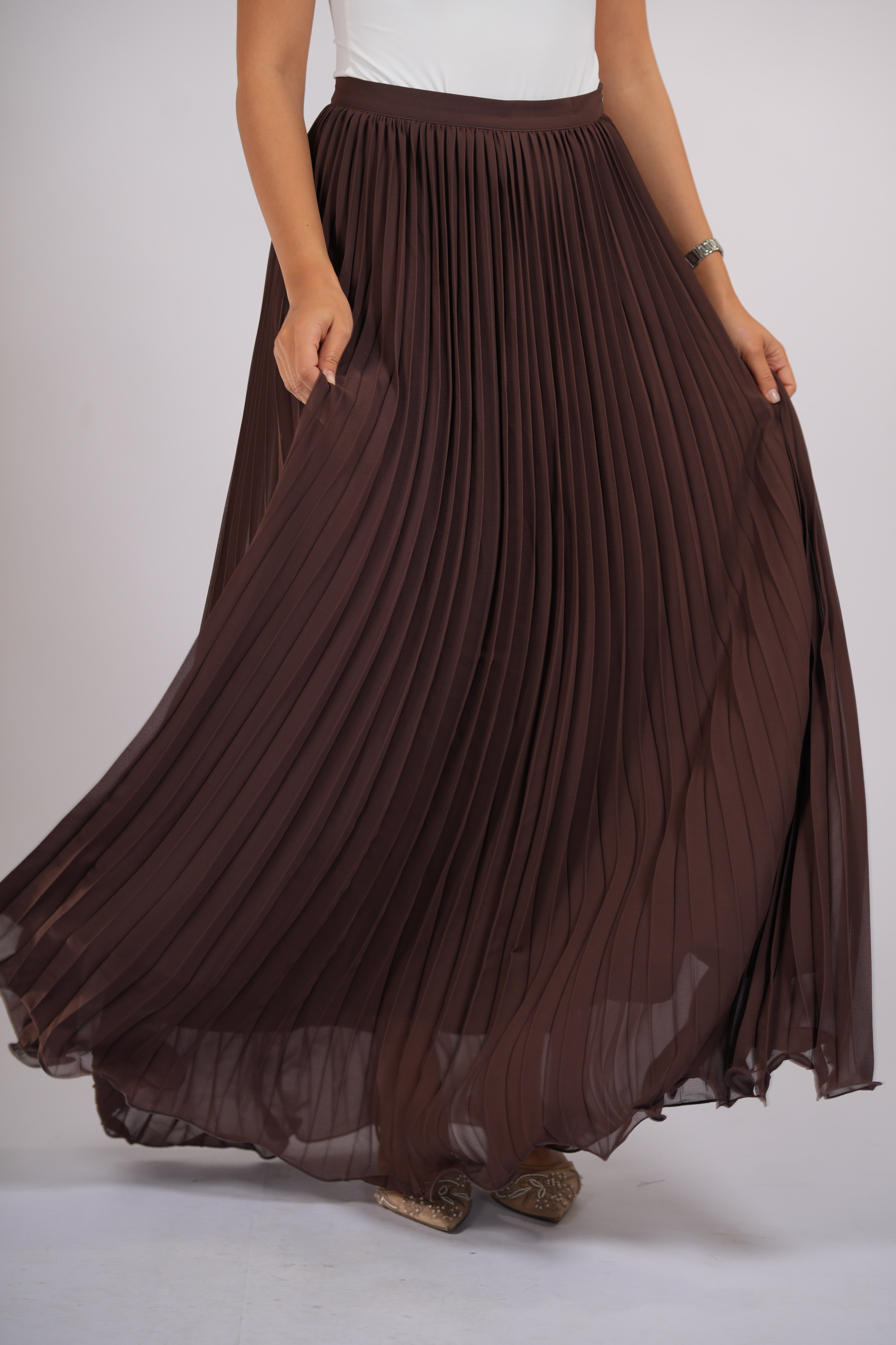 plisse skirt - dark brown