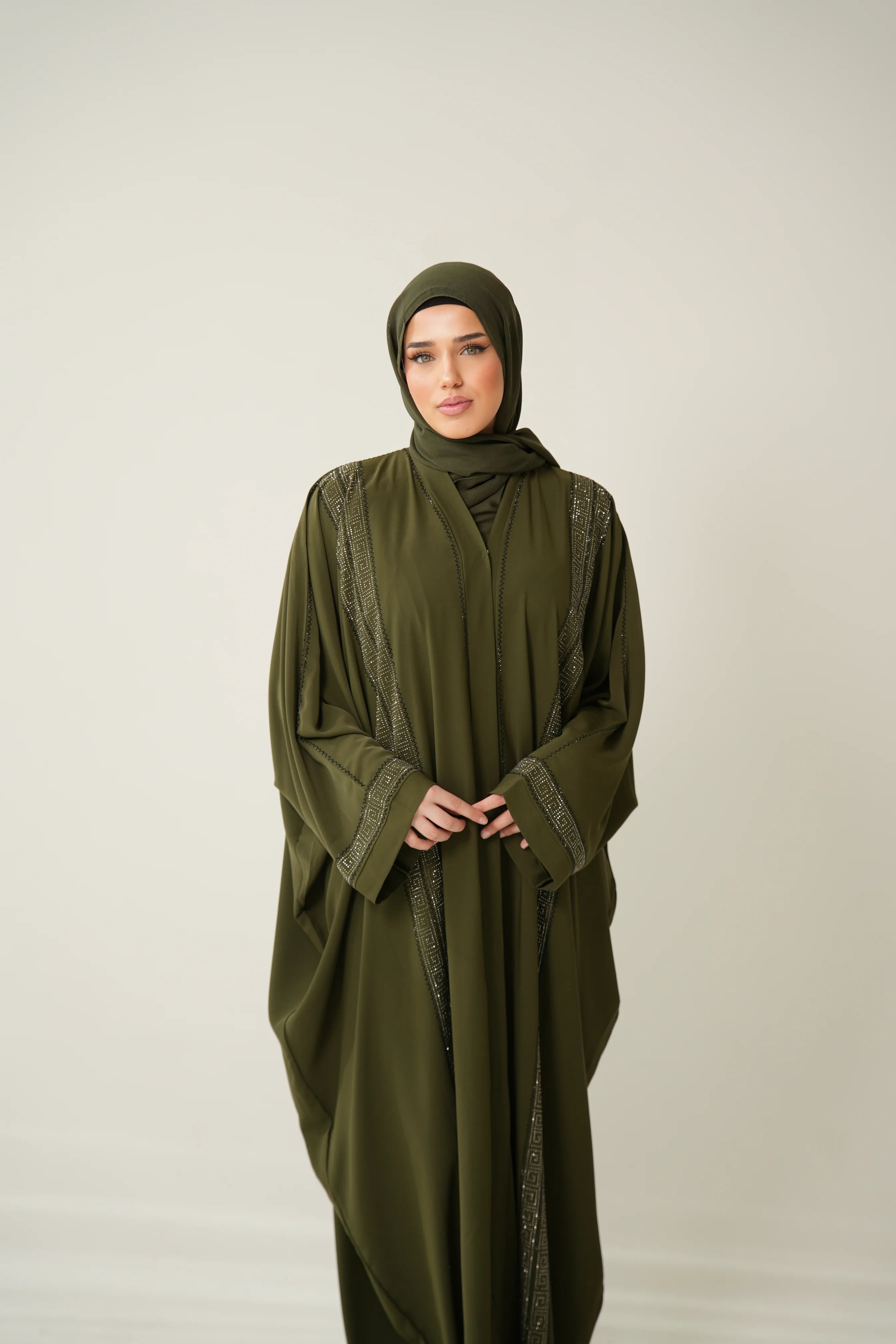 Emirate abaya - Khaki Green