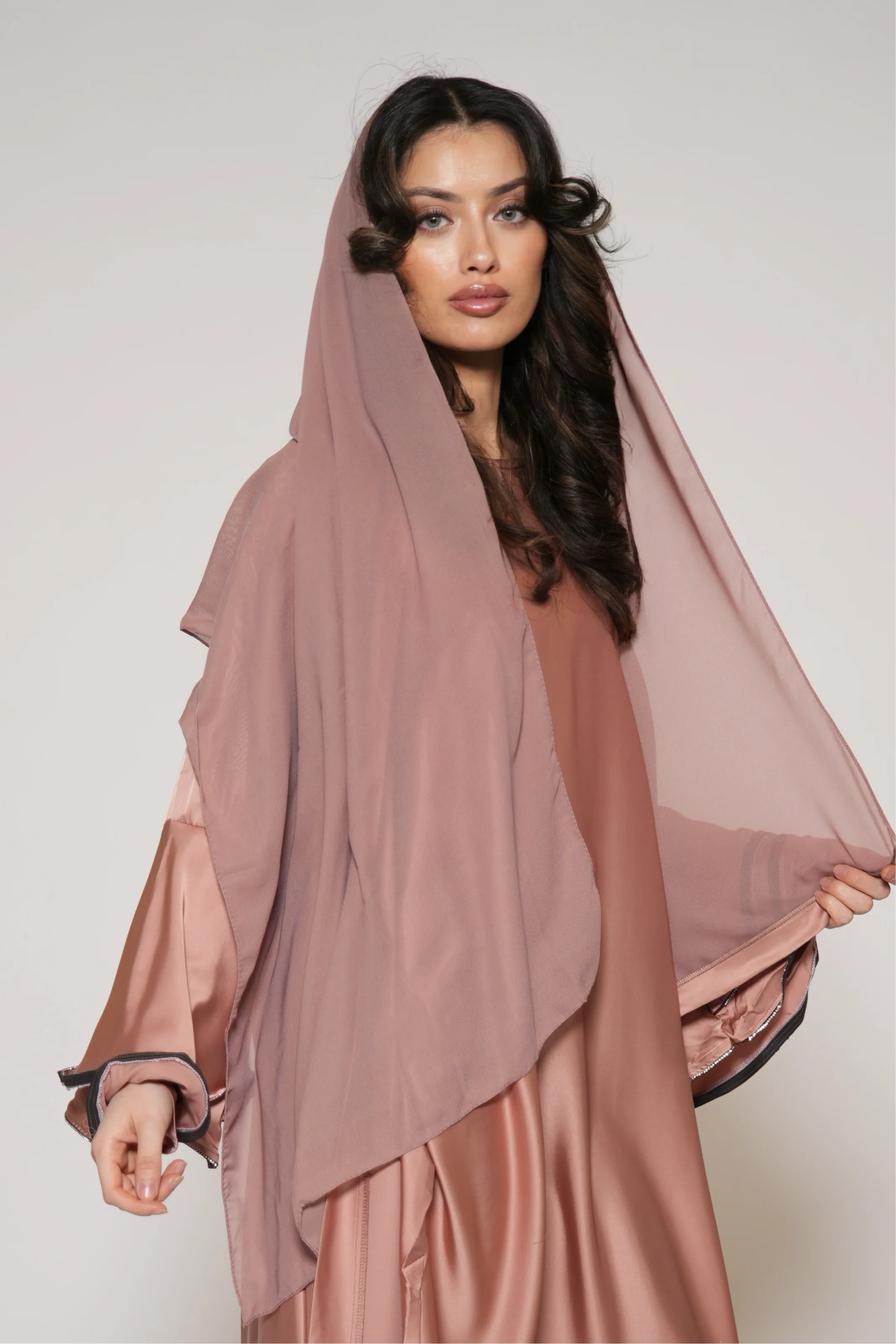Wide Arm Abaya - Peach
