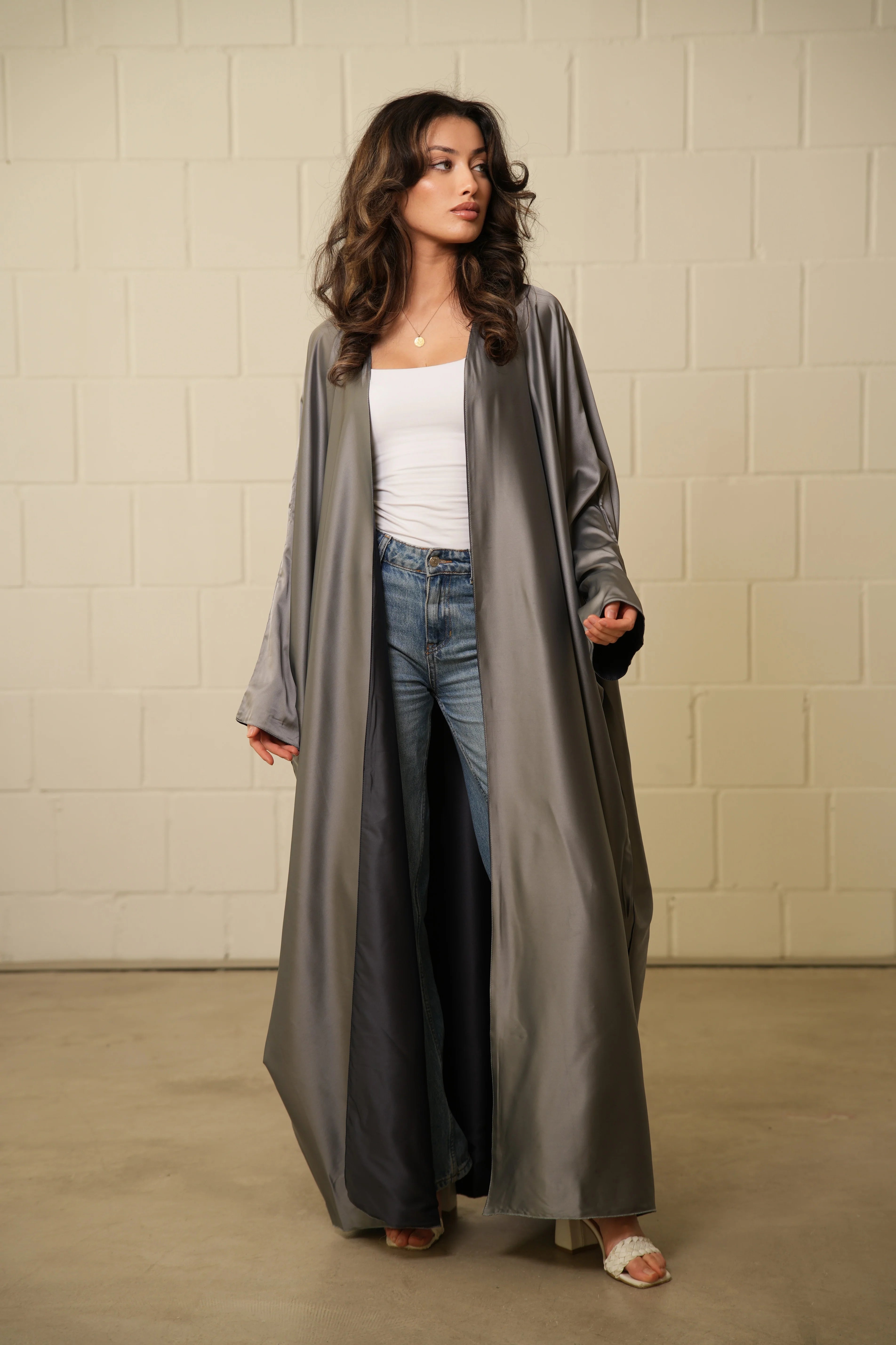 DXB 2 in 1 Abaya - Grey/Darkgrey
