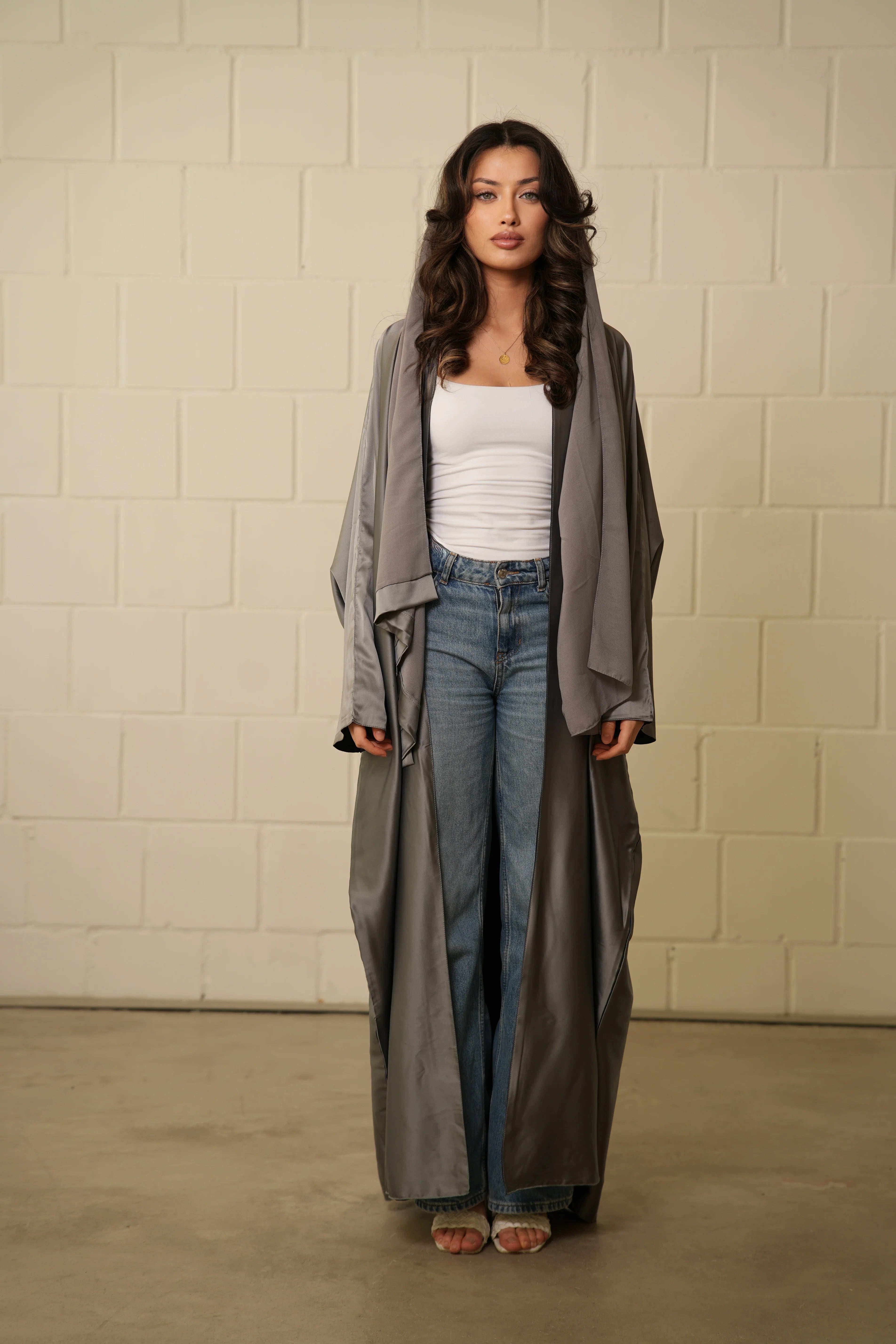 DXB 2 in 1 Abaya - Grey/Darkgrey