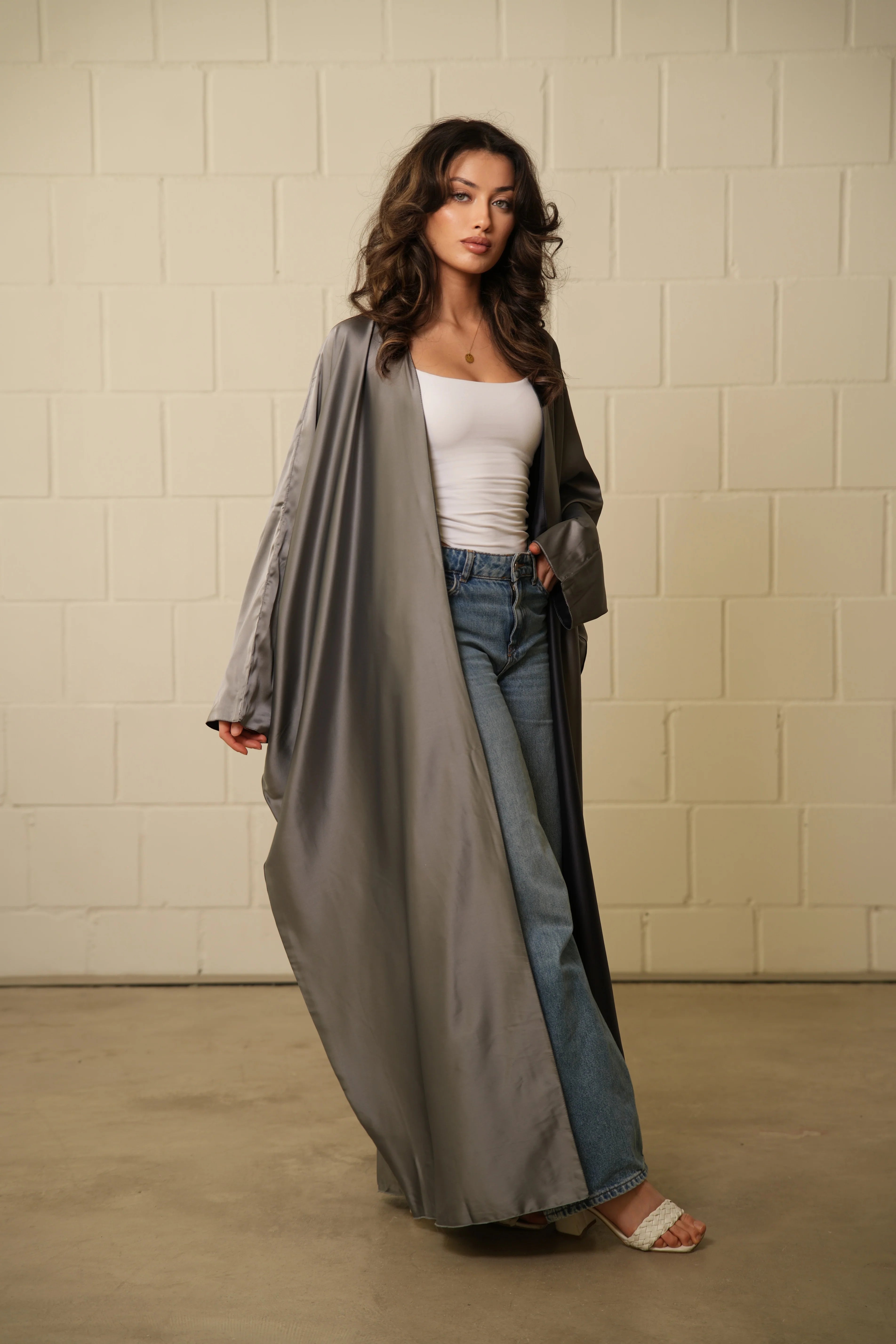 DXB 2 in 1 Abaya - Grey/Darkgrey