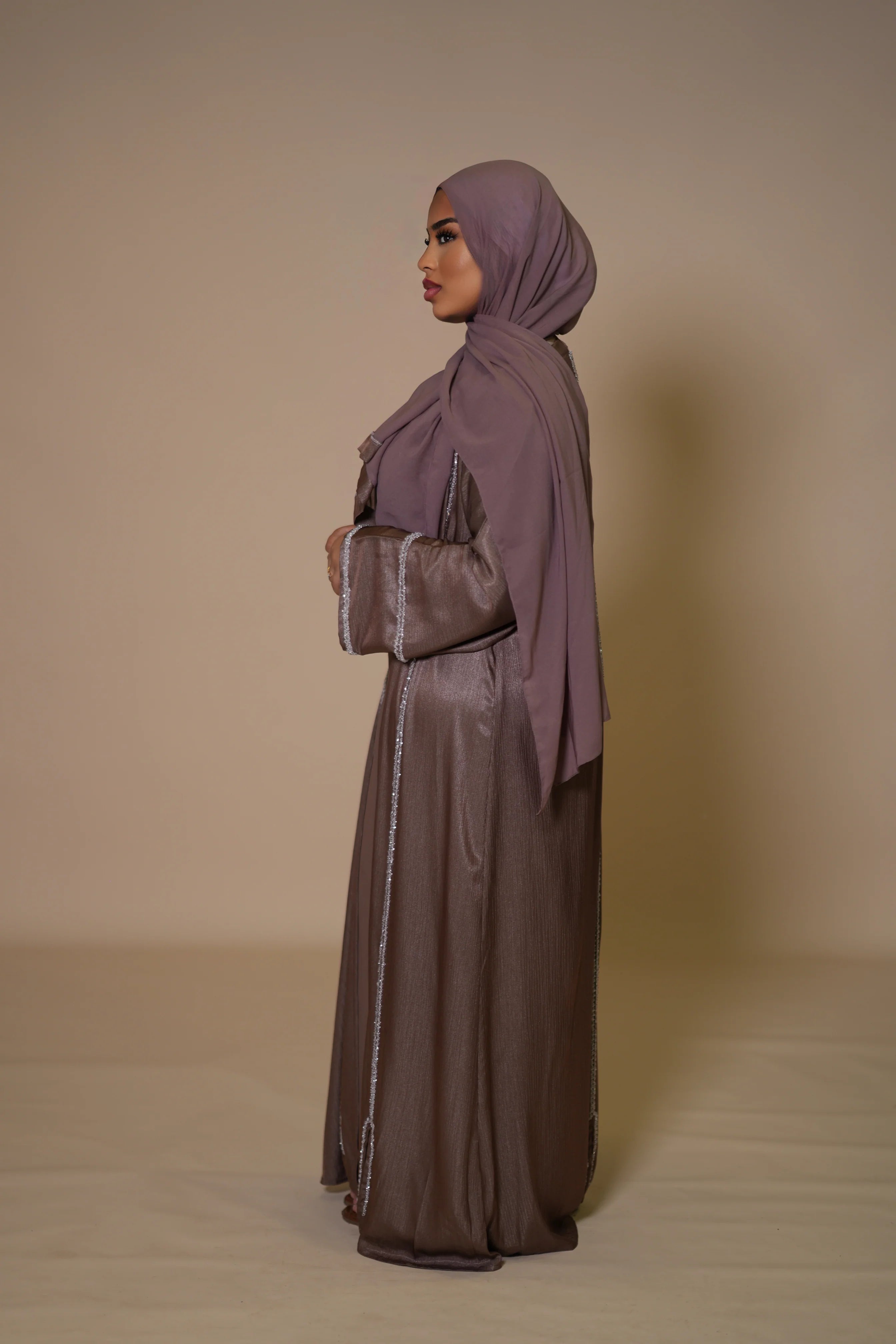 Brightstone shine Abaya -  Mocca