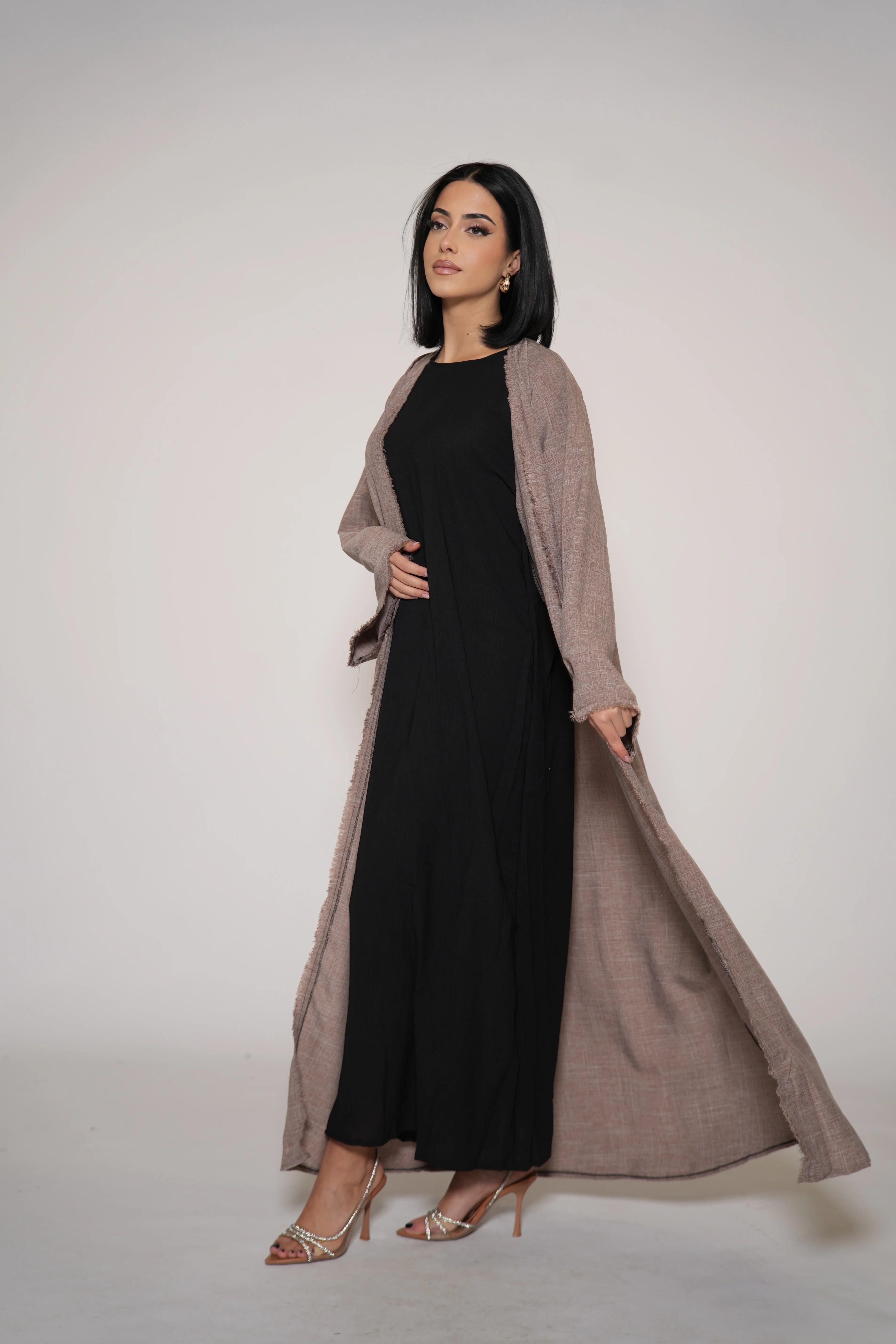Fringles Linen Abaya - Rose Taupe