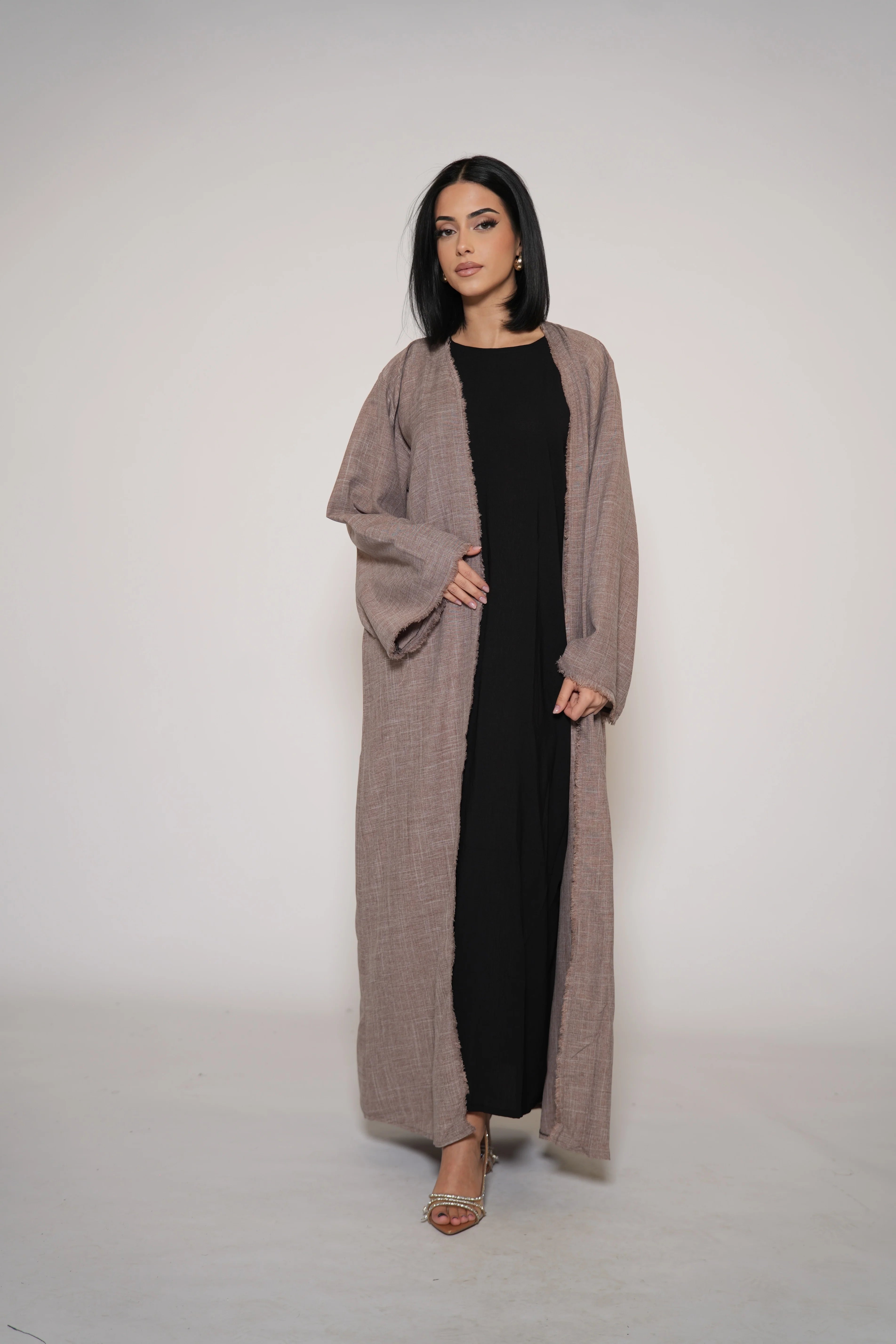 Fringles Linen Abaya - Rose Taupe