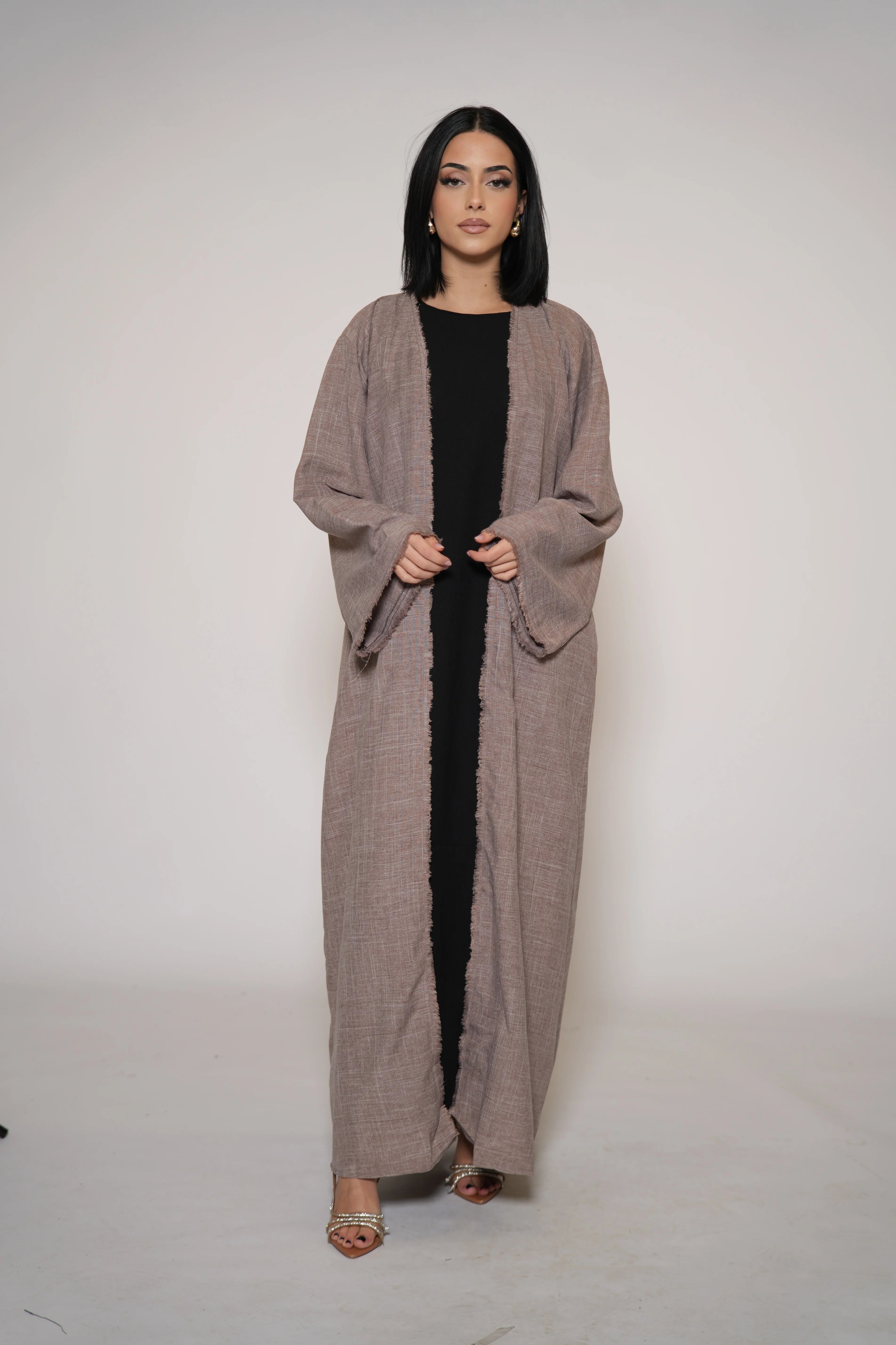 Fringles Linen Abaya - Rose Taupe