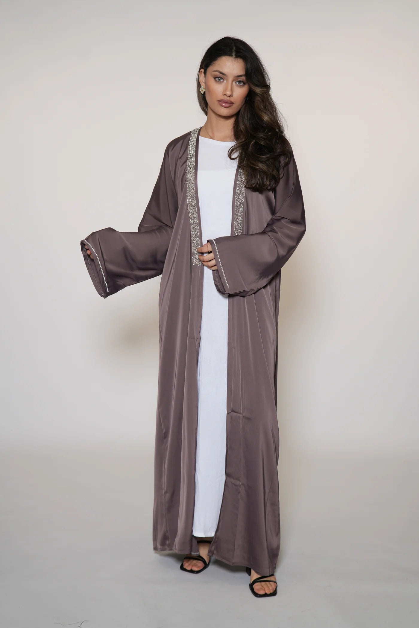 Pearl Stroke Abaya - Dark Purple