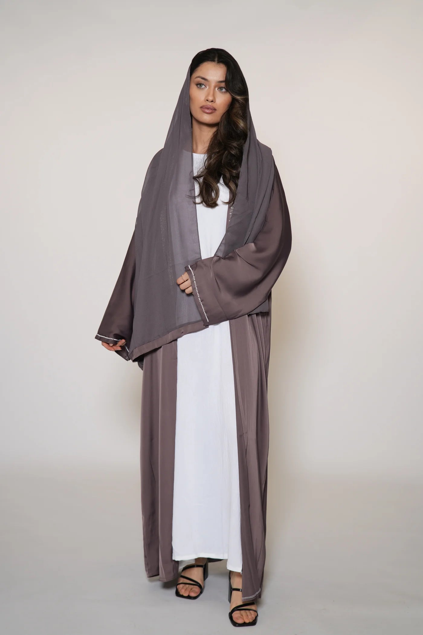 Pearl Stroke Abaya - Dark Purple
