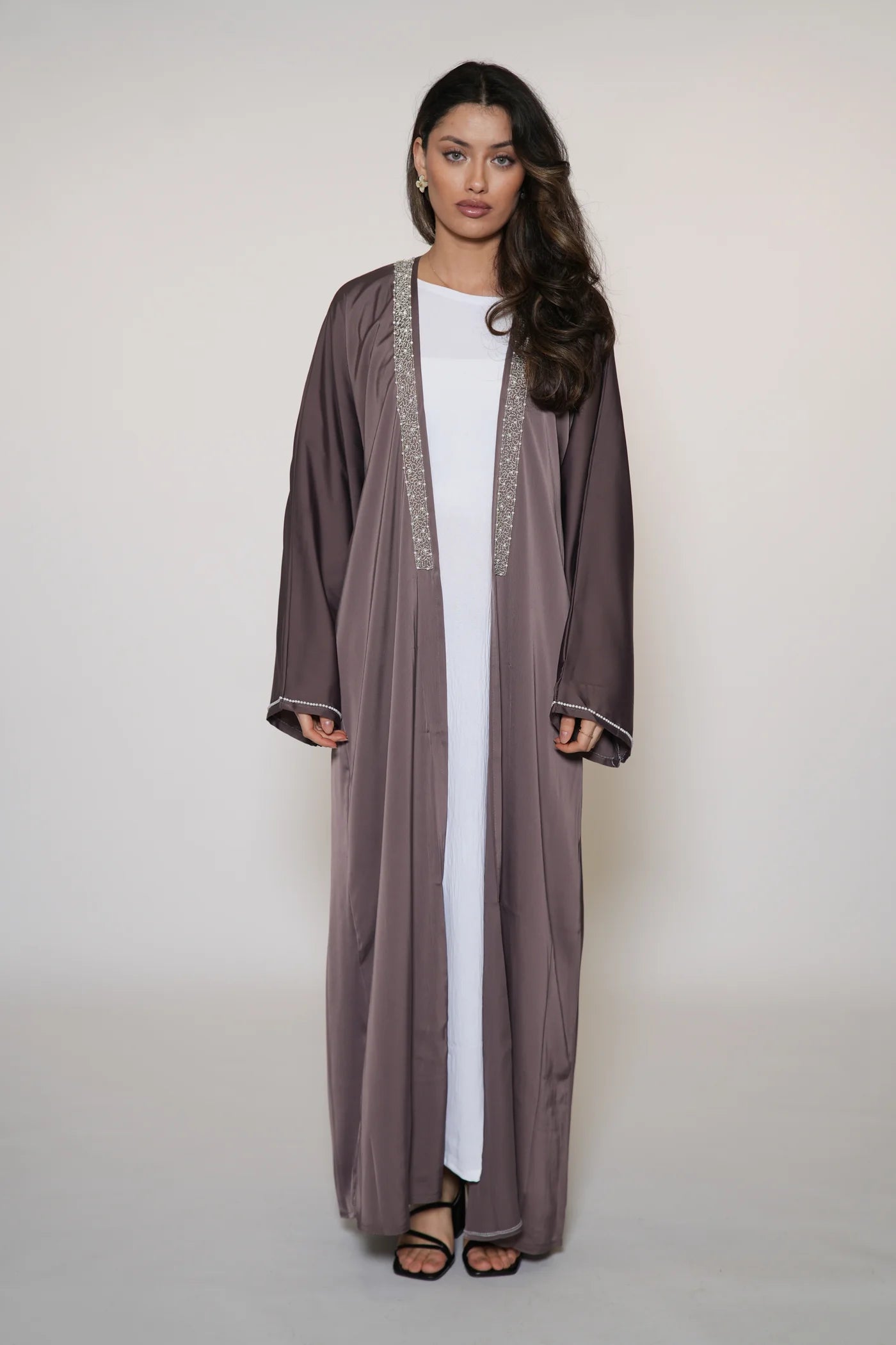 Pearl Stroke Abaya - Dark Purple