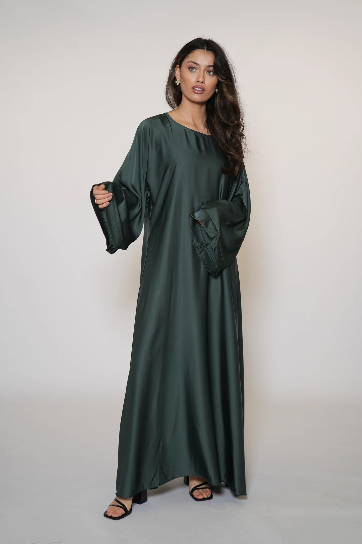 DXB Satin Abaya - royal green