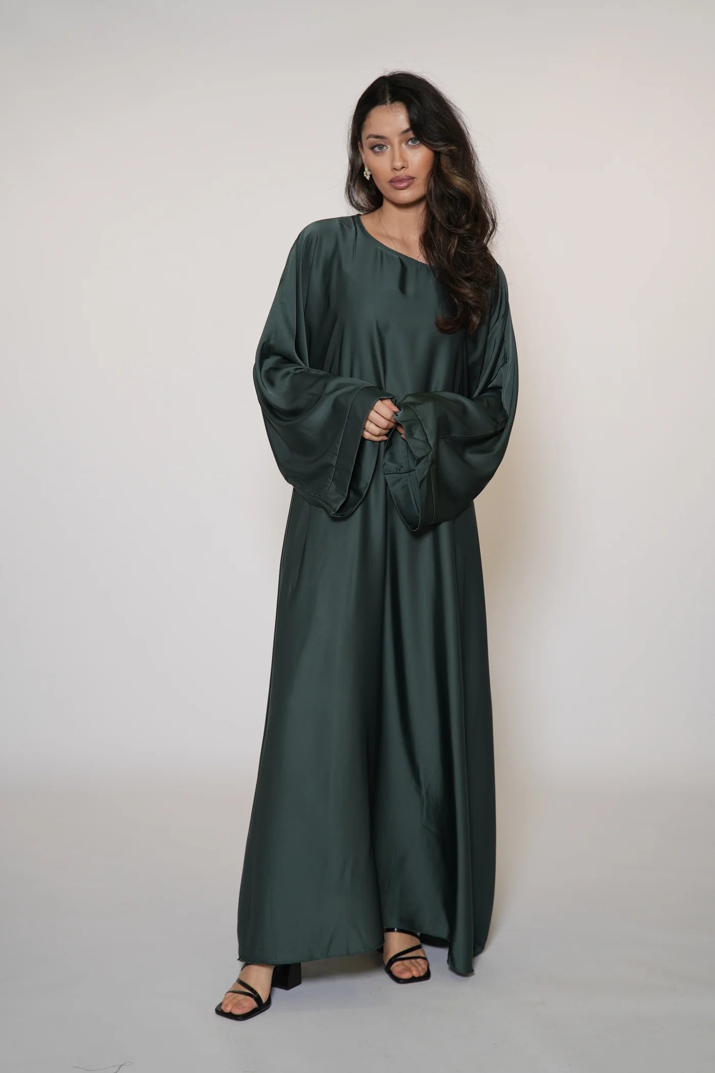 DXB Satin Abaya - royal green