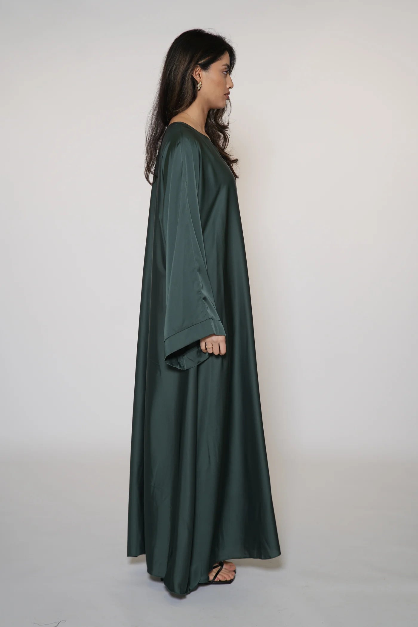 DXB Satin Abaya - royal green