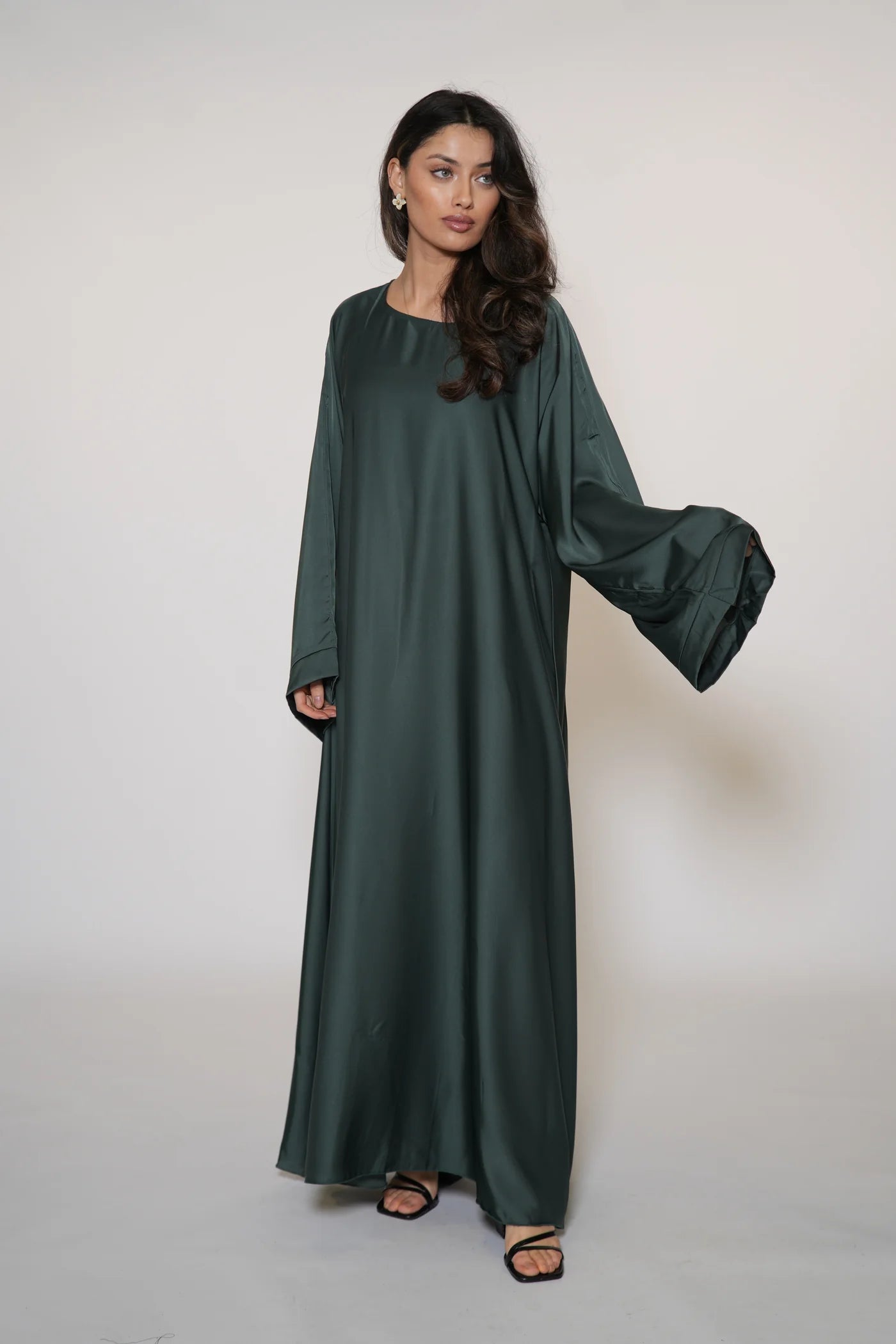 DXB Satin Abaya - royal green