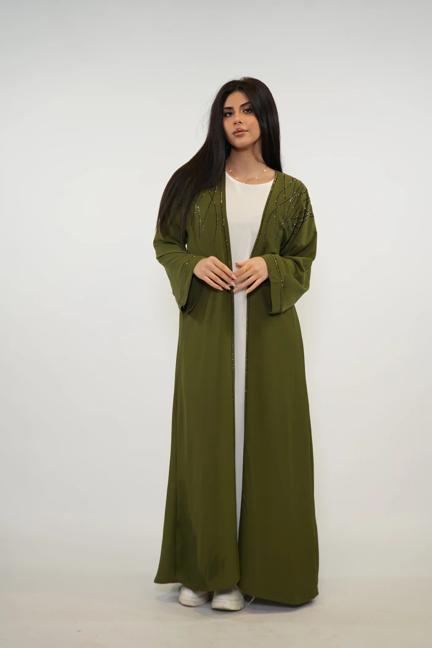 Emirate abaya- Khaki Green