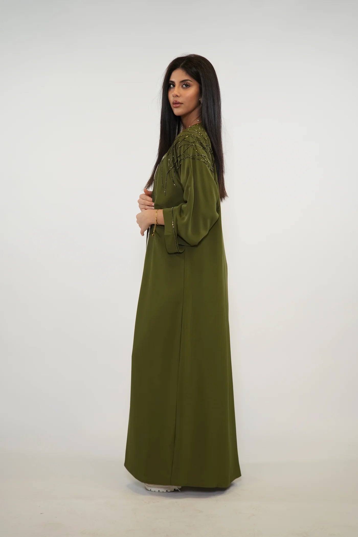 Emirate abaya- Khaki Green