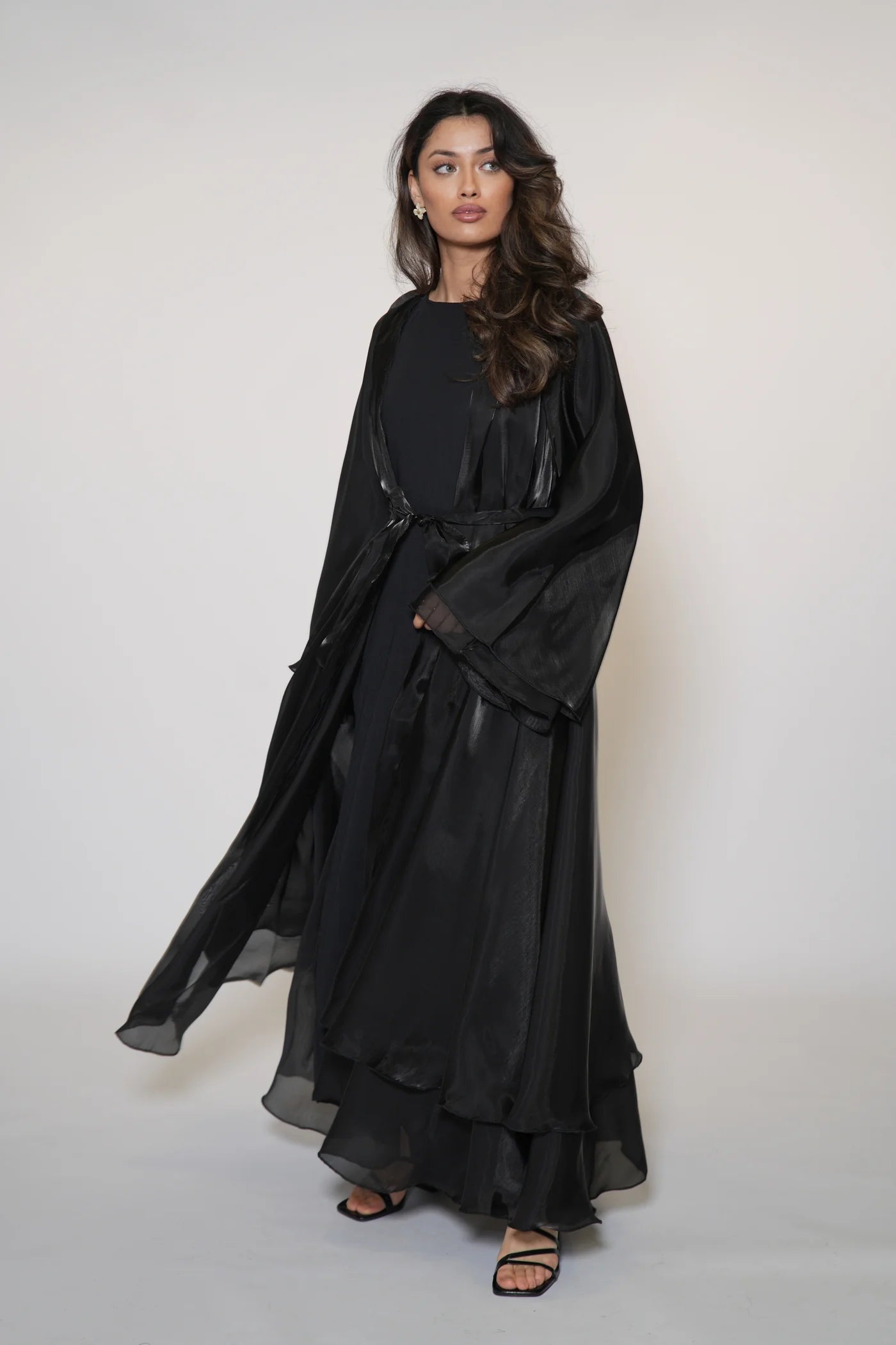 DXB Flower Abaya - black