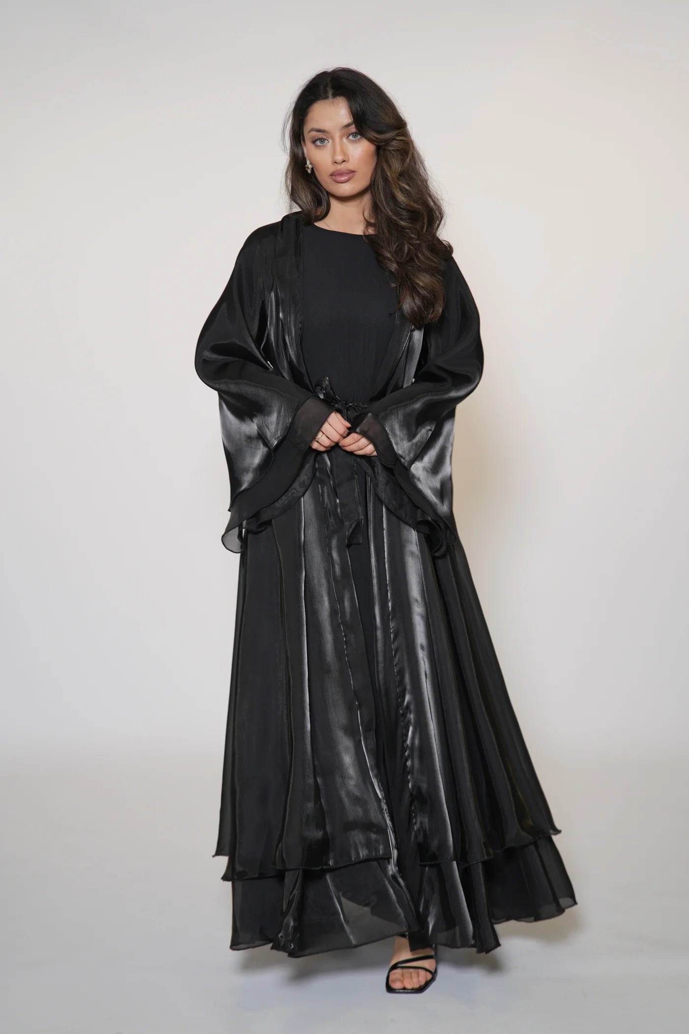 DXB Flower Abaya - black