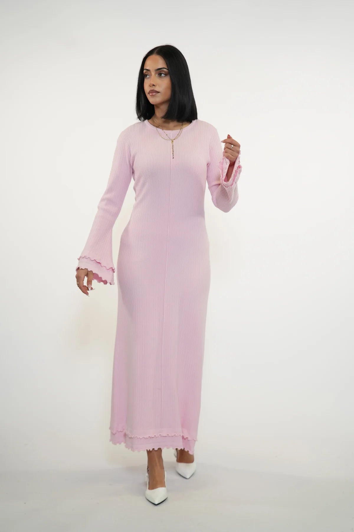 RUFFLED MAXI DRESS - ROSE