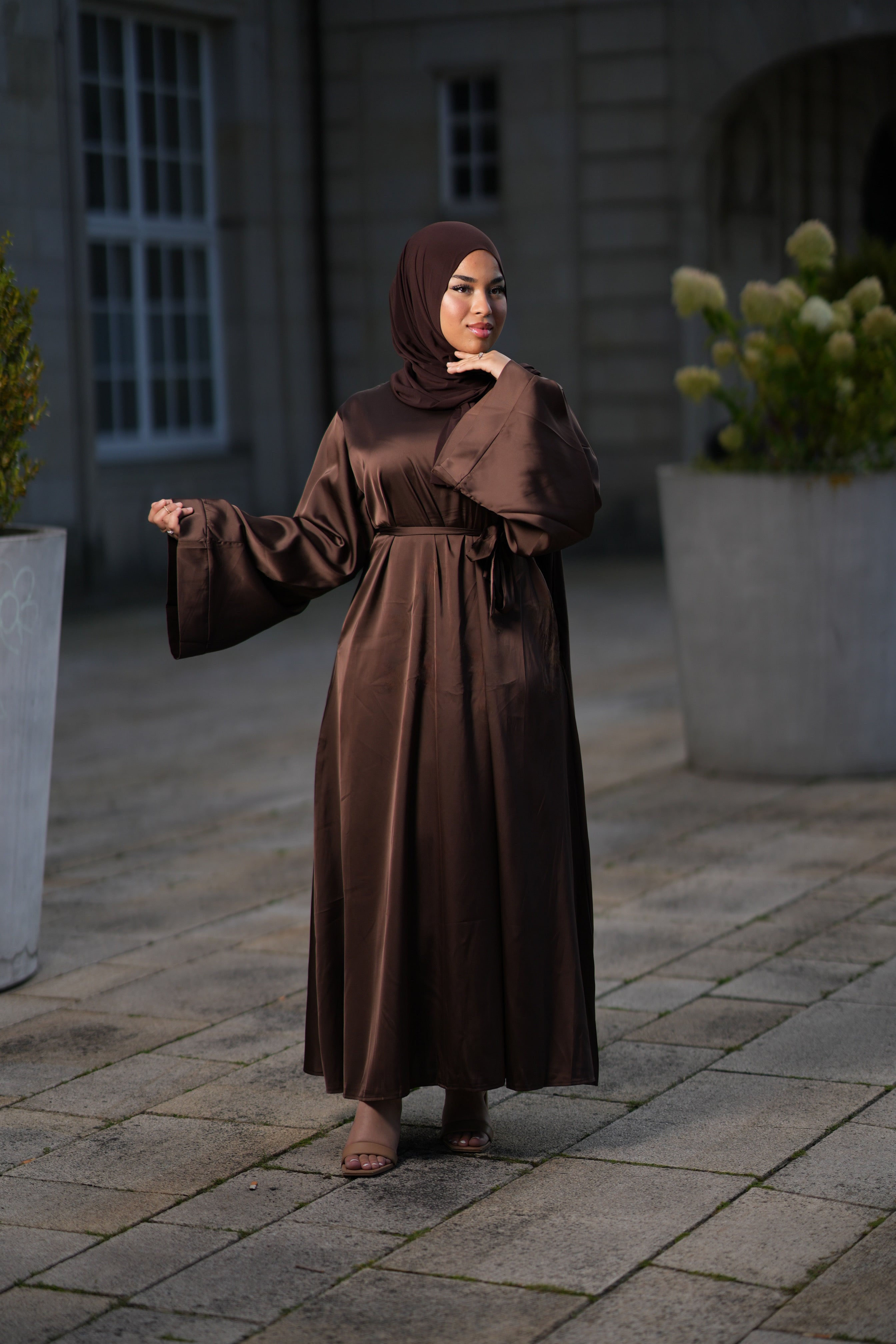 Dubai Satin Abaya - brown sugar