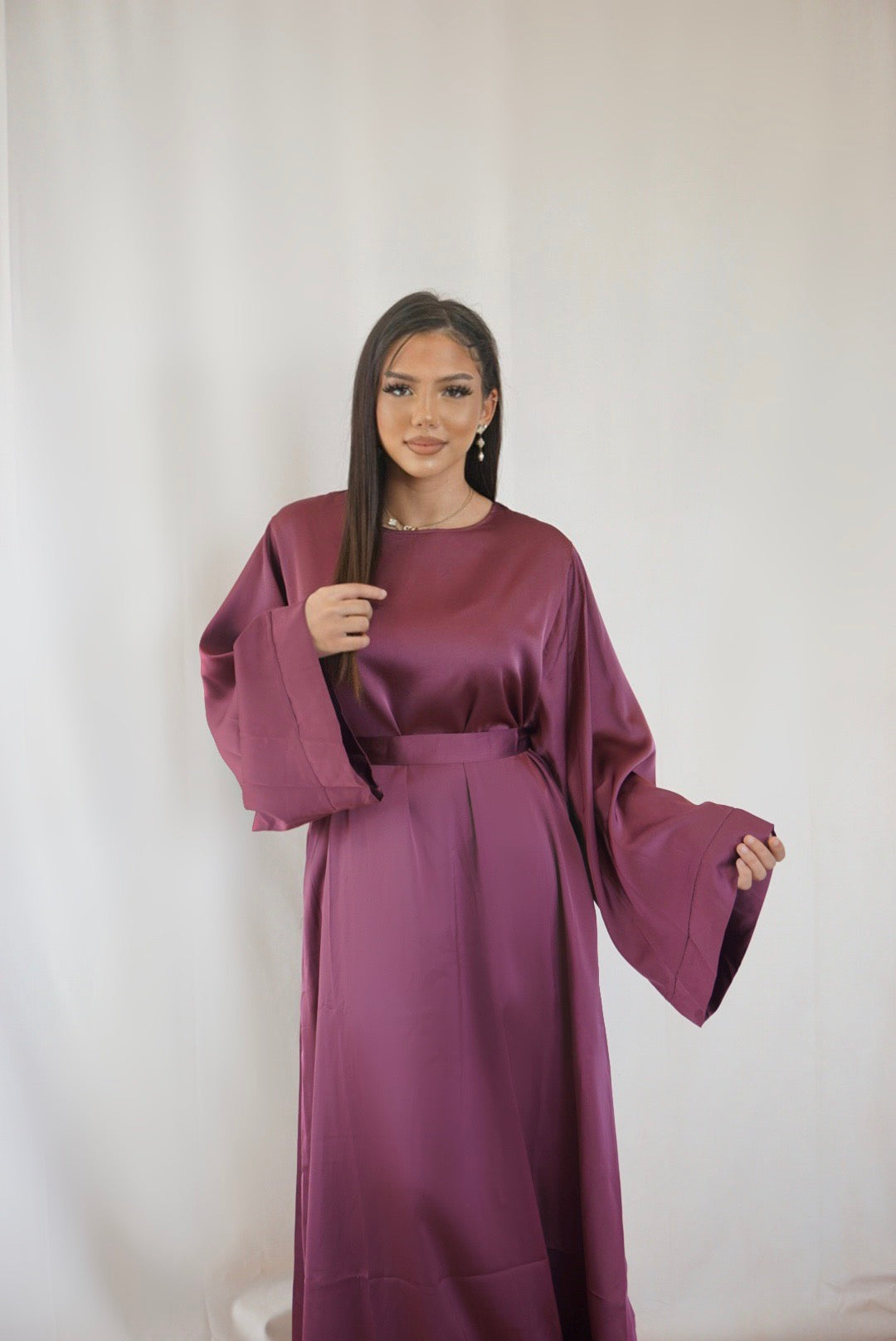 Dubai Satin Abaya - Berry