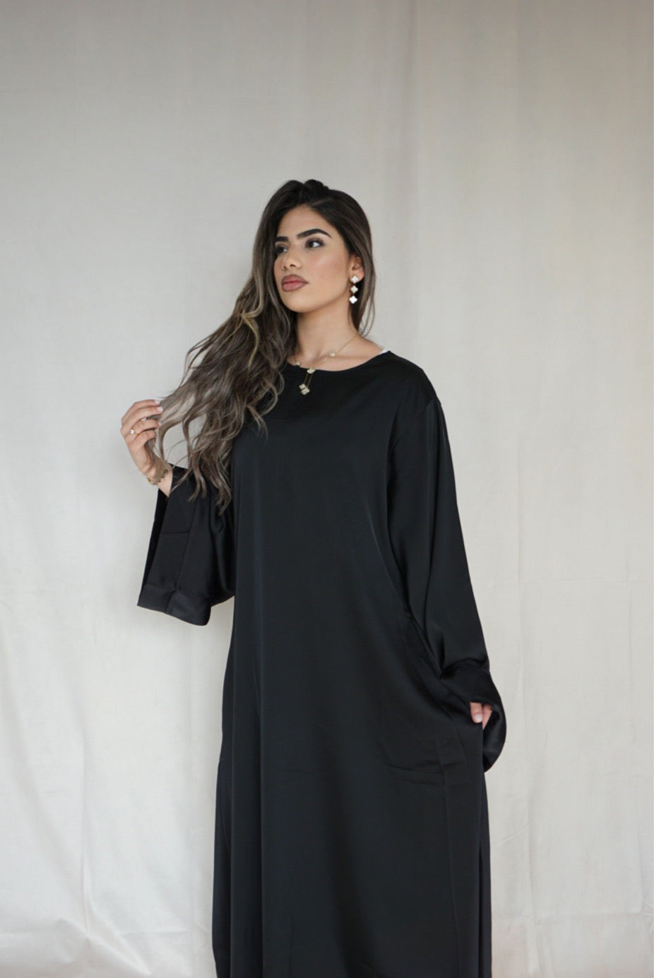 Dubai Satin Abaya - black