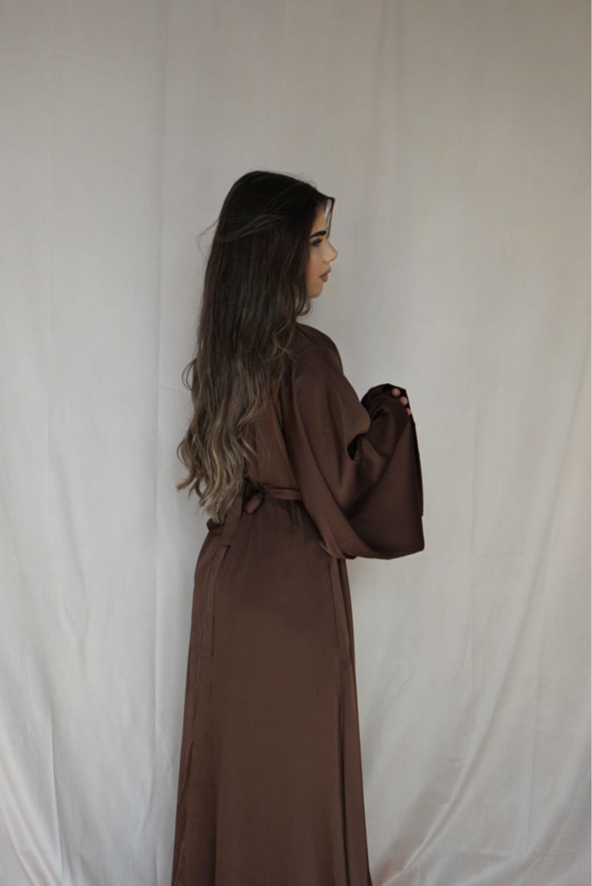Dubai Satin Abaya - brown sugar